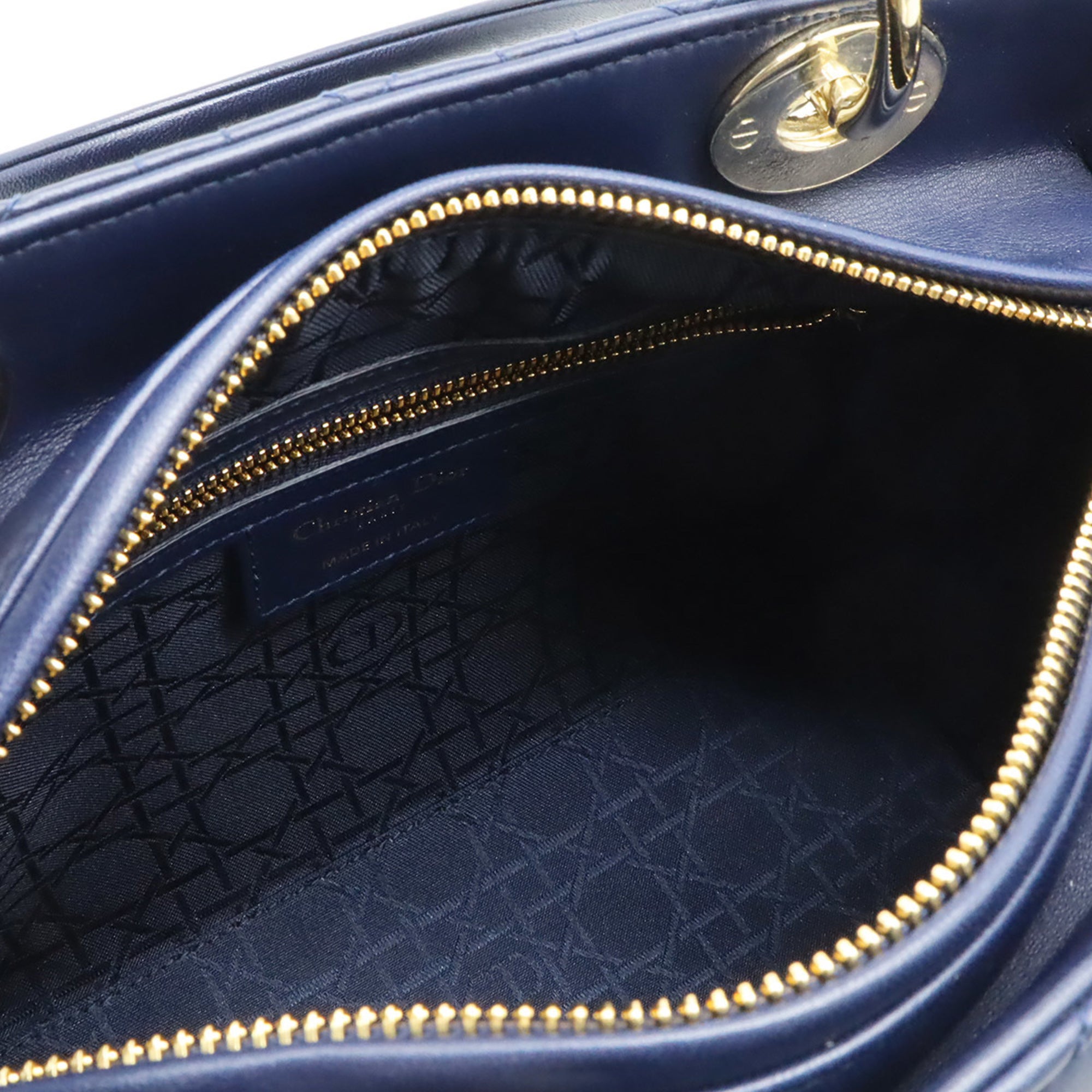 Christian Dior Navy Leather Handbag Shoulder Bag (Pre-Owned)