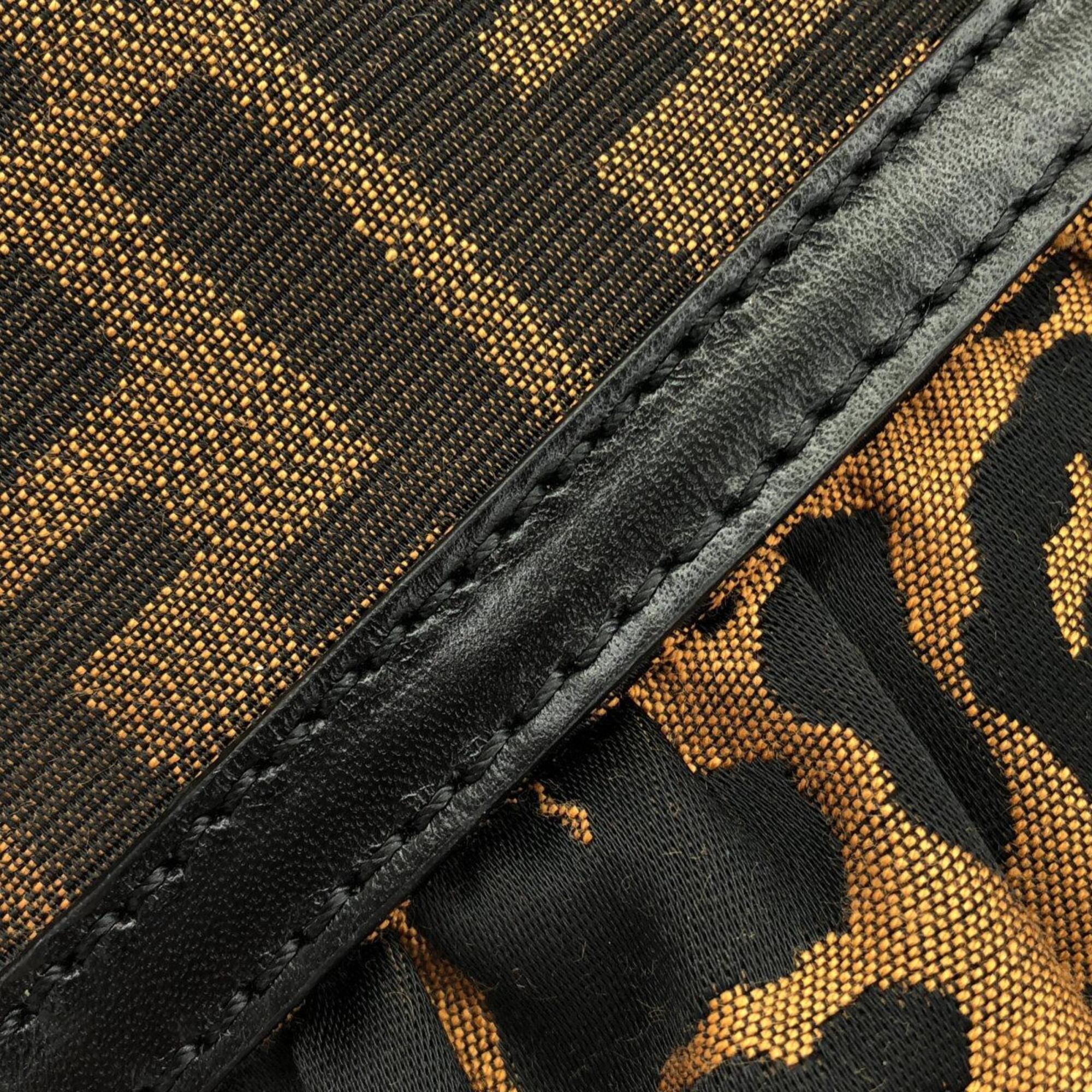 Fendi Black Brown Canvas Shoulder Bag (Pre-Owned)