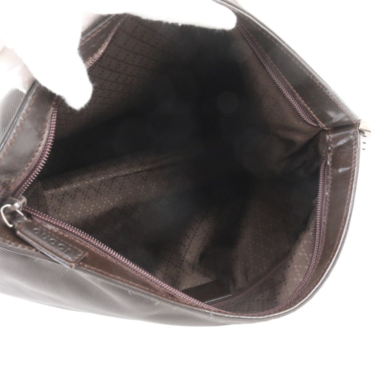 Gucci Brown Leather Nylon Messenger Bag Shoulder Bag Tote Bag (Pre-Owned)