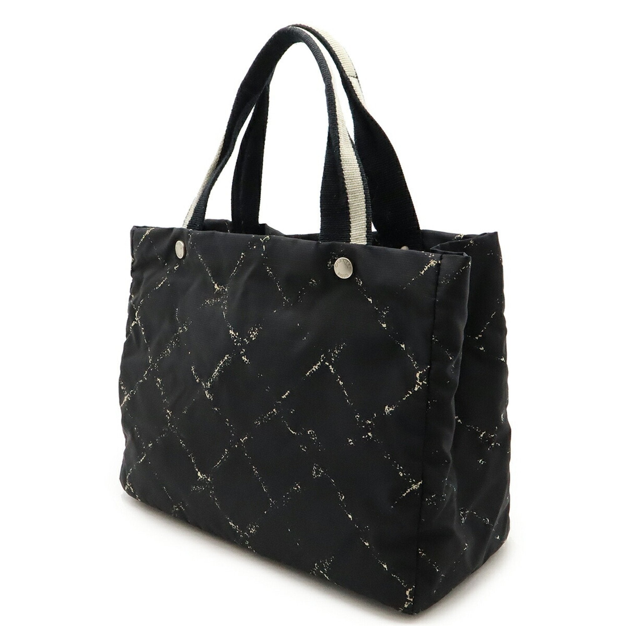 Chanel Travel Line Black Red Color Nylon Handbag Shoulder Bag Tote Bag (Pre-Owned)