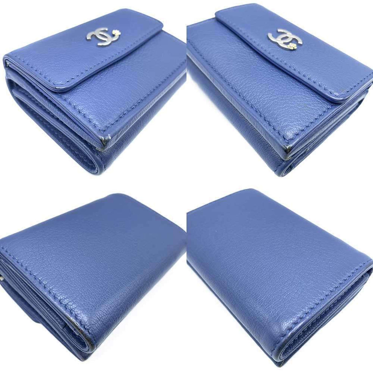 Chanel Navy Leather Wallet (Tri-Fold) (Pre-Owned)