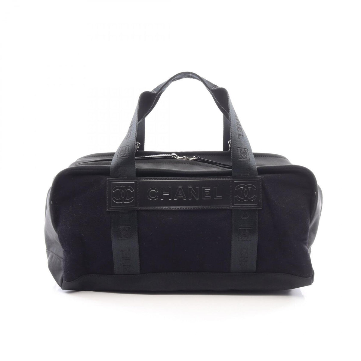 Chanel Black Wool Leather Nylon Canvas Tote Bag (Pre-Owned)