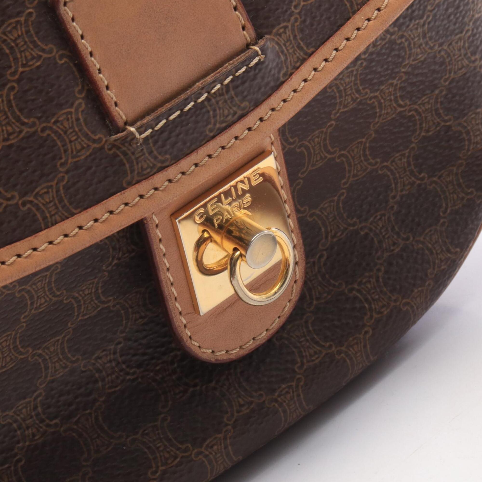 Celine Brown Pvc Coated Canvas Leather Shoulder Bag (Pre-Owned)