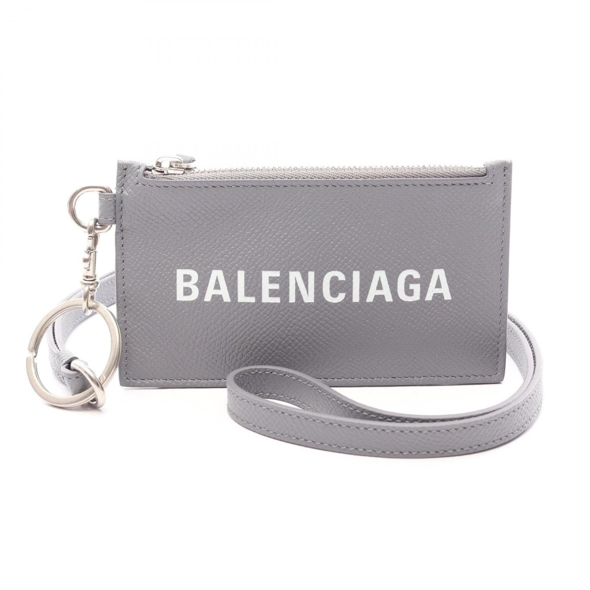 Balenciaga Gray Leather Coin Purse/Coin Case (Pre-Owned)