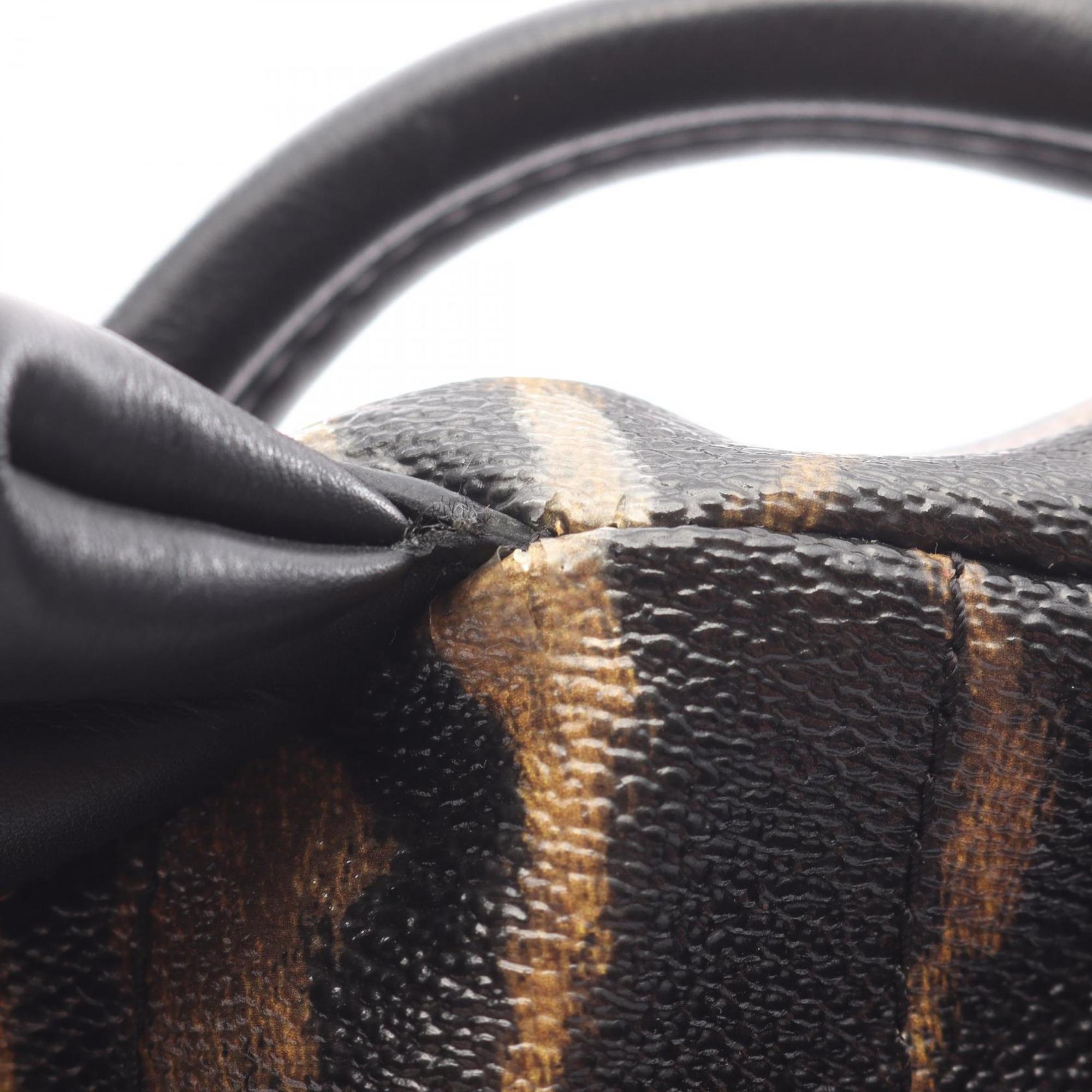 Louis Vuitton Black Brown Coated Canvas Leather Backpack (Pre-Owned)