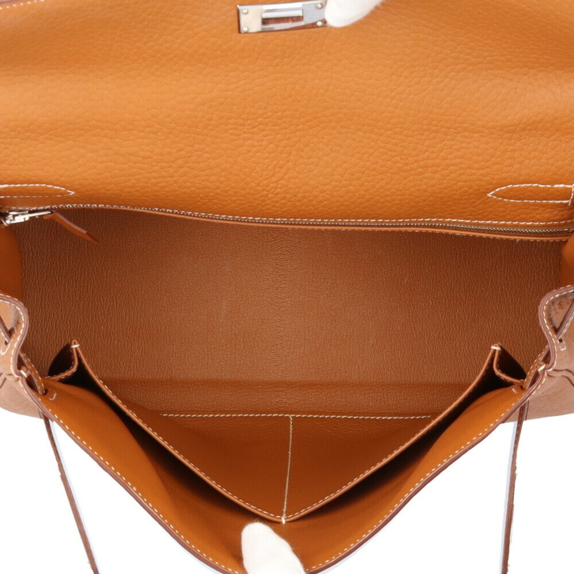 Hermes Kelly Brown Gold Taurillon Clemence Leather Shoulder Bag (Pre-Owned)