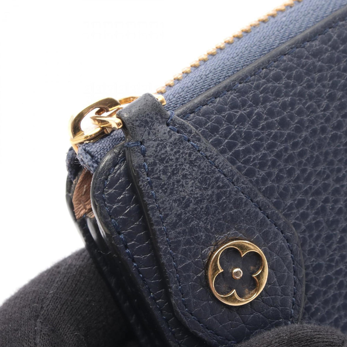 Louis Vuitton Navy Navy Blue Leather Long Wallet (Bi-Fold) (Pre-Owned)