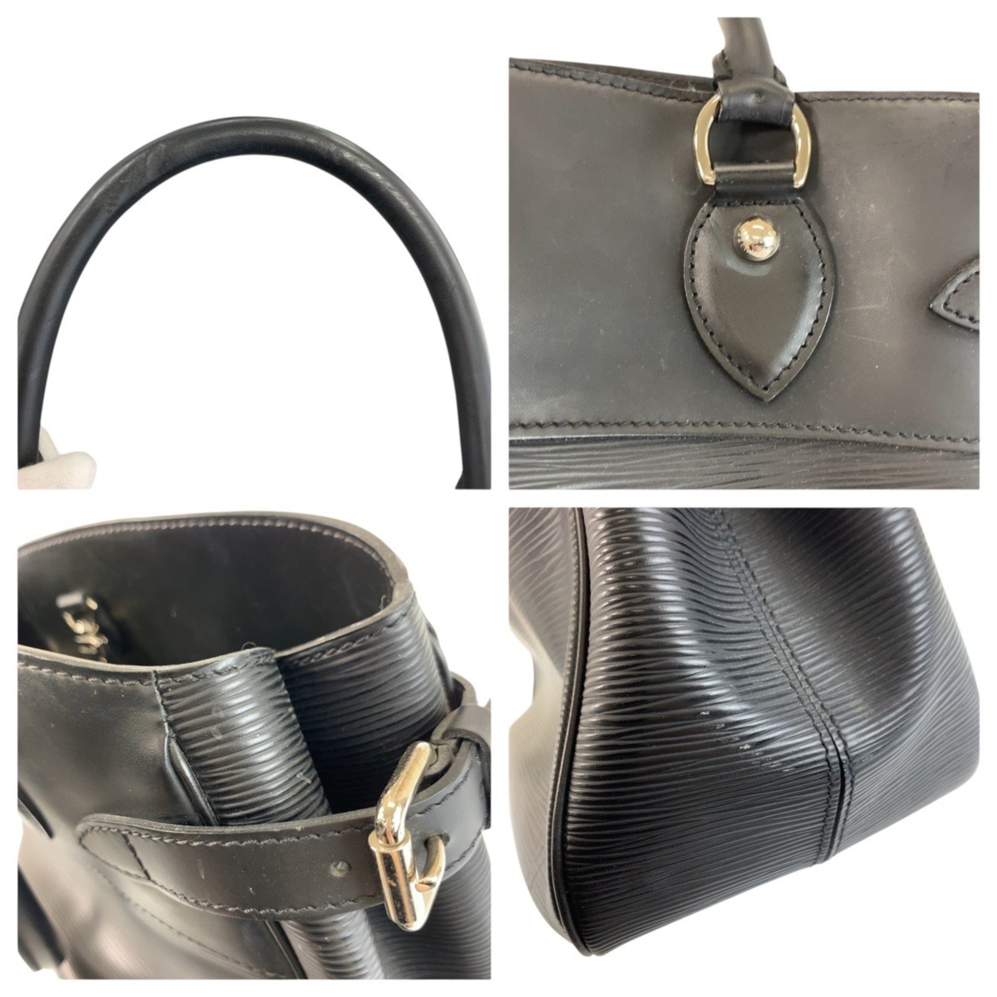 Louis Vuitton Black Noir Leather Handbag Tote Bag (Pre-Owned)