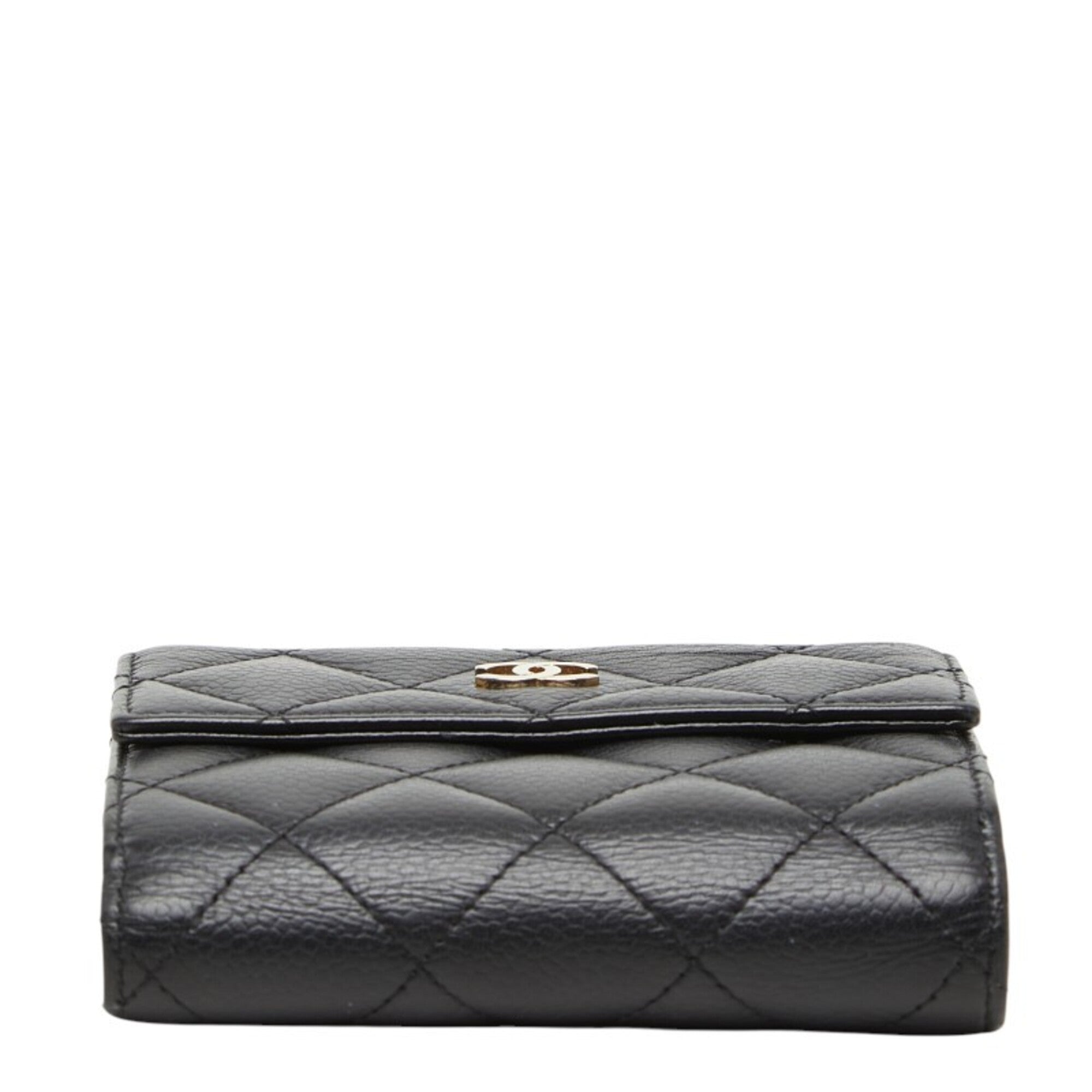 Chanel Black Grained Calfskin Wallet (Bi-Fold) (Pre-Owned)