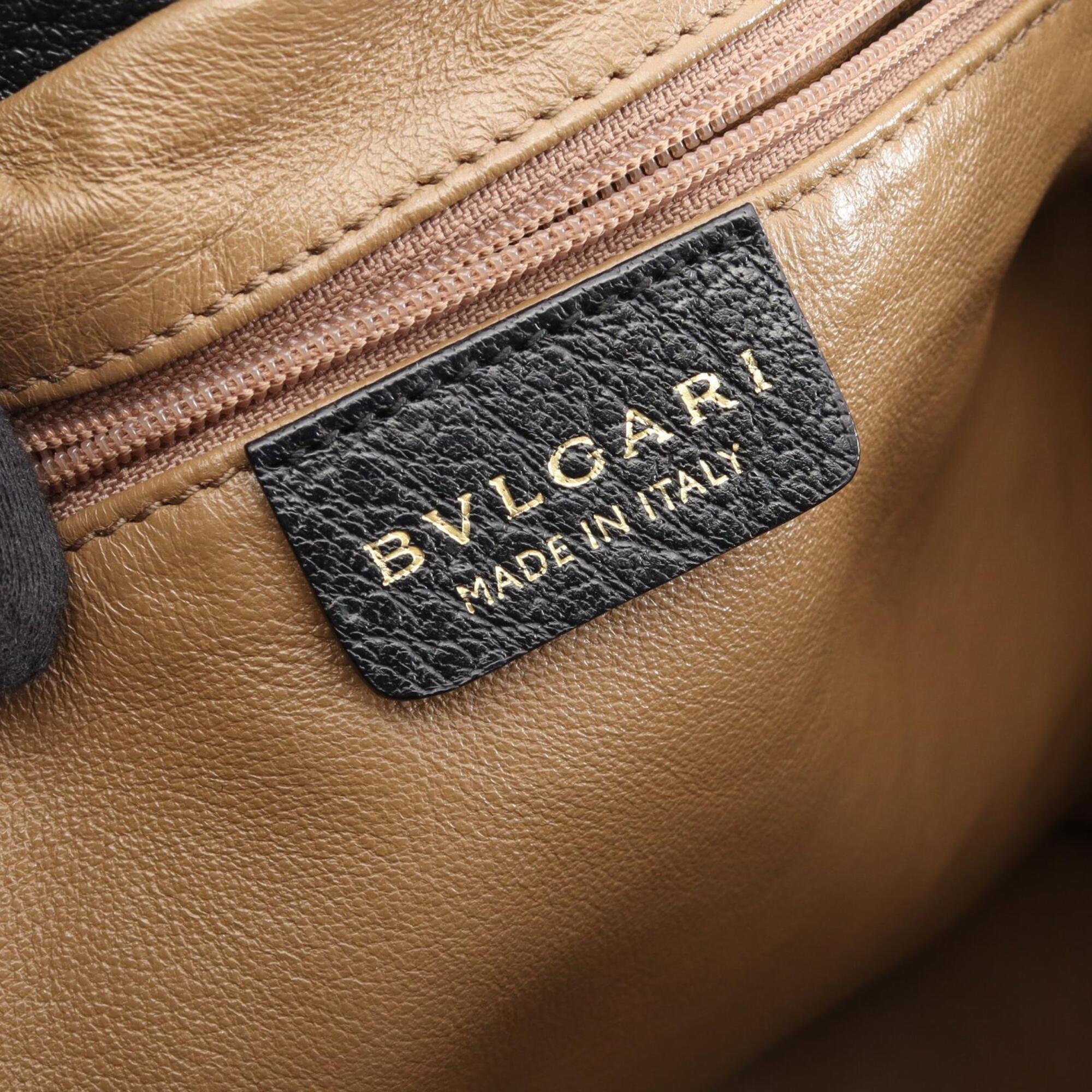 Bvlgari Black Leather Handbag Tote Bag (Pre-Owned)