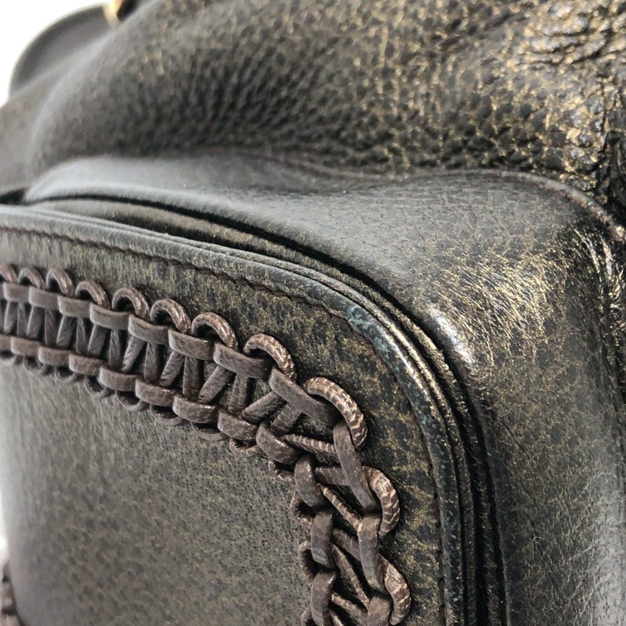 Bvlgari Bronze Leather Handbag Shoulder Bag Tote Bag (Pre-Owned)