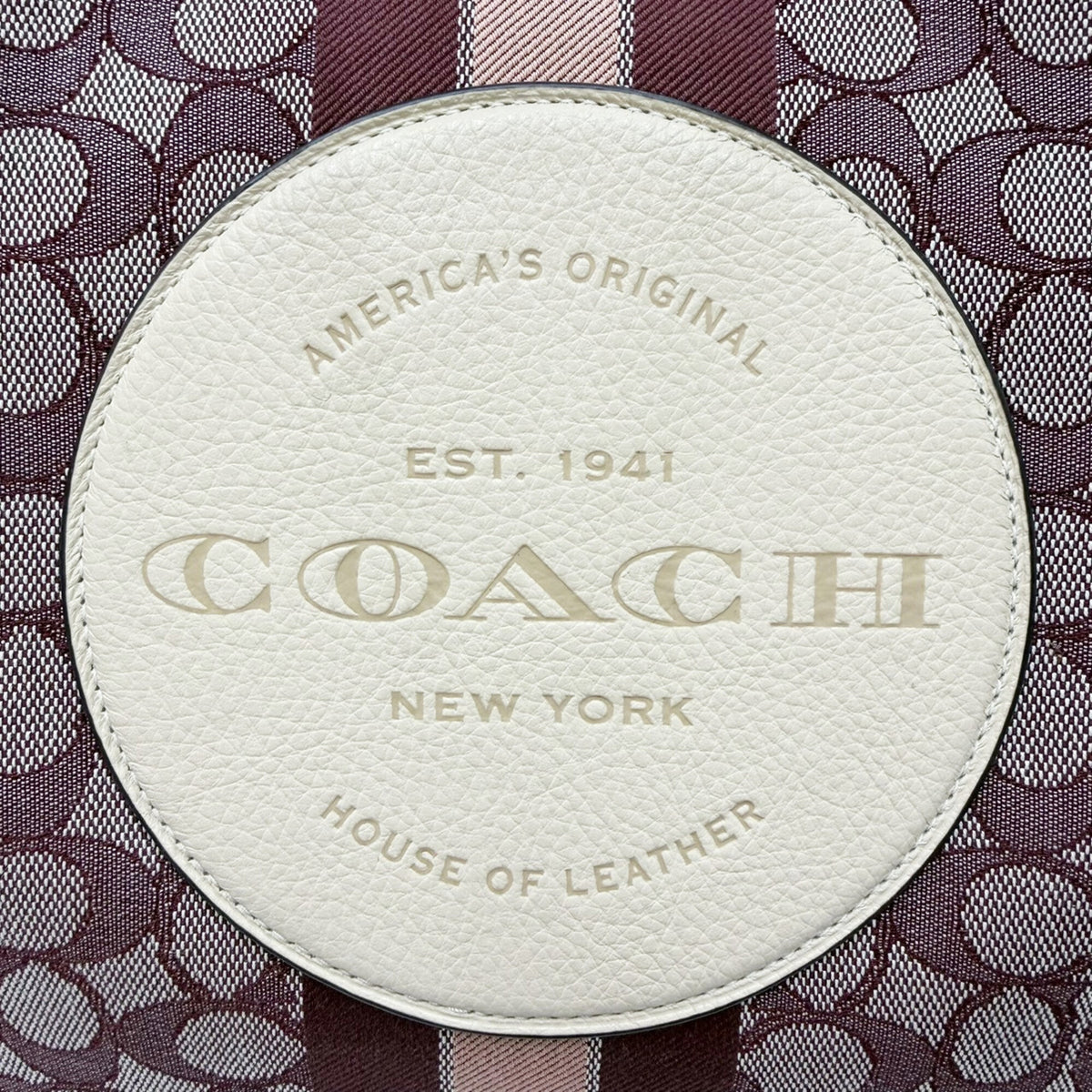 Coach Red Color Wine Leather Canvas Tote Bag (Pre-Owned)