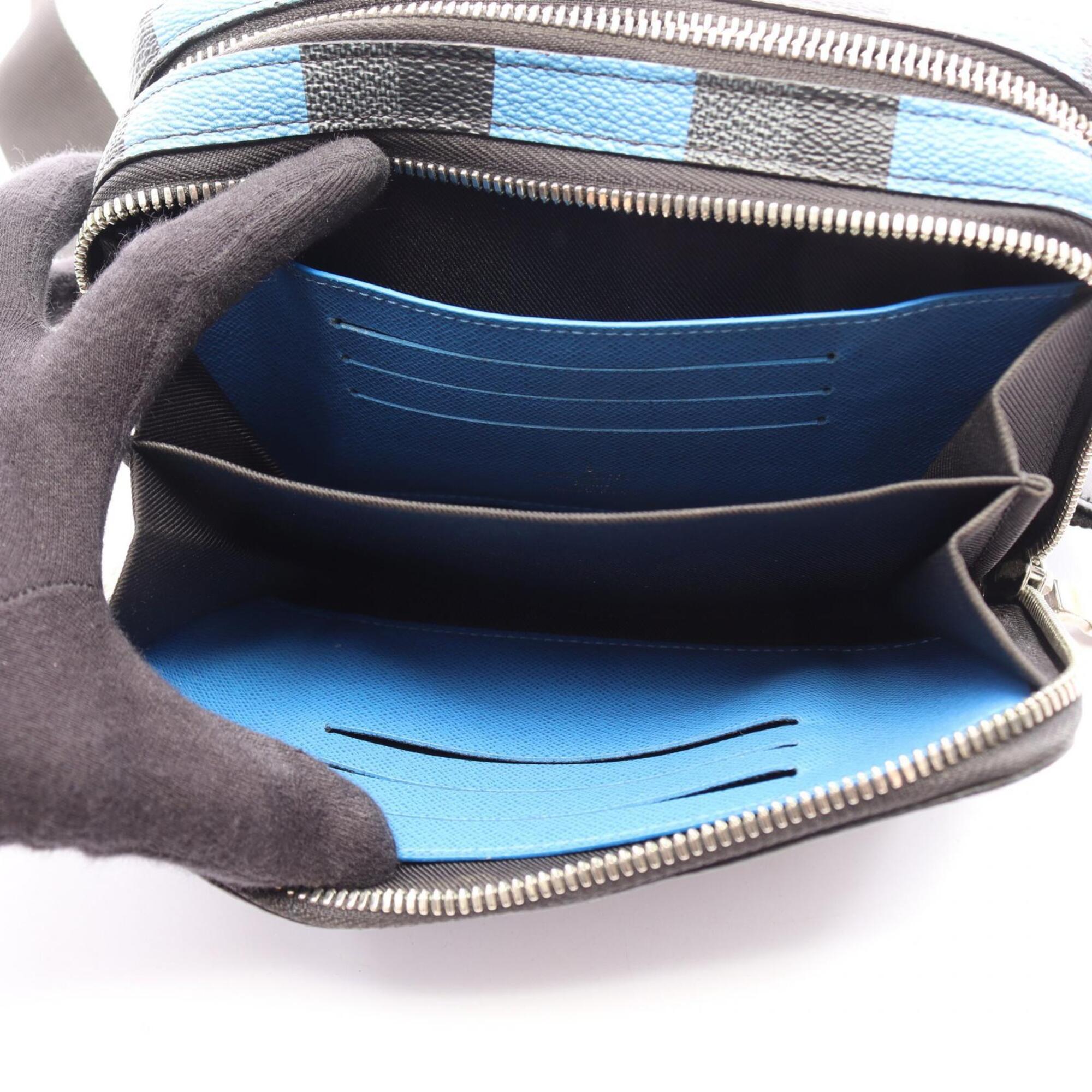 Louis Vuitton Black Blue Damier Graphite Coated Canvas Handbag Shoulder Bag (Pre-Owned)