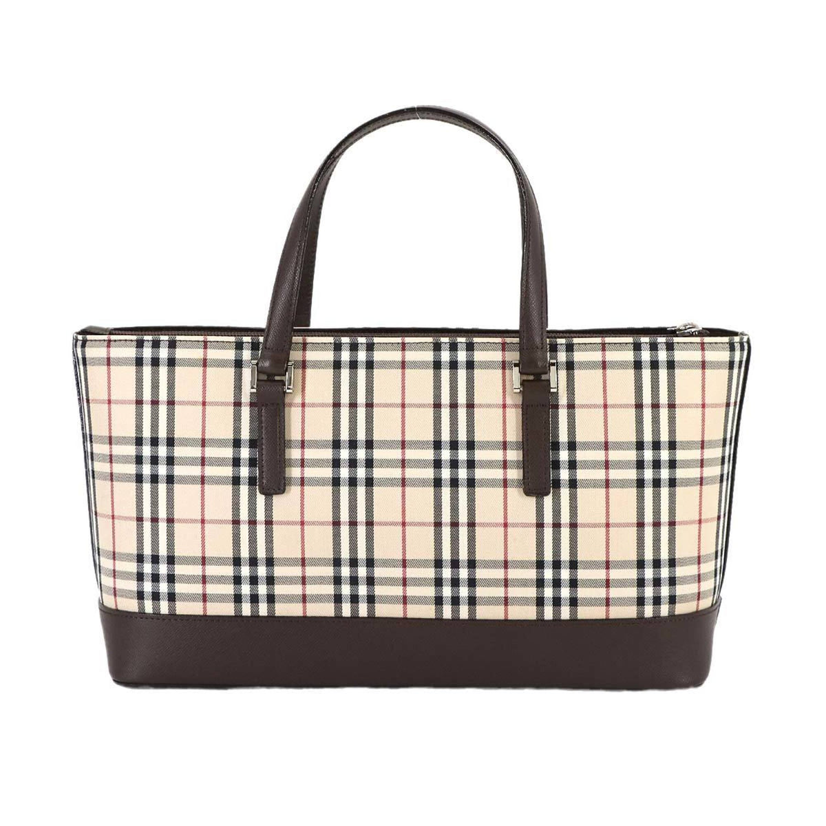 Burberry Beige Brown Canvas Leather Handbag (Pre-Owned)