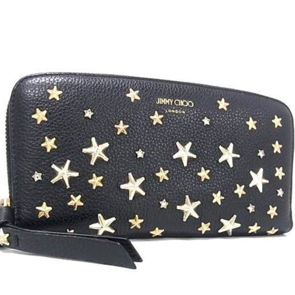 Jimmy Choo Black Leather Long Wallet (Bi-Fold) (Pre-Owned)