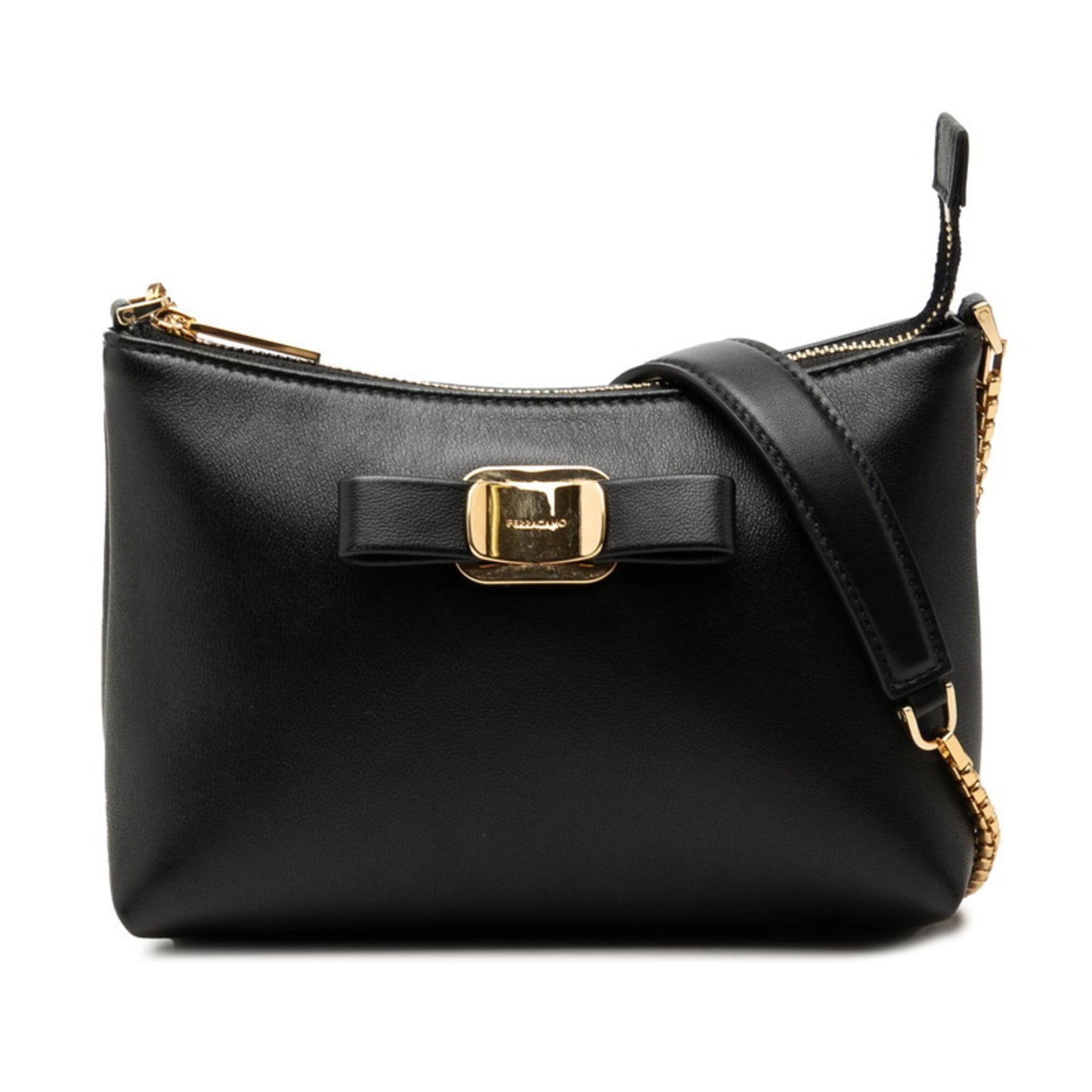 Salvatore Ferragamo Black Leather Shoulder Bag (Pre-Owned)