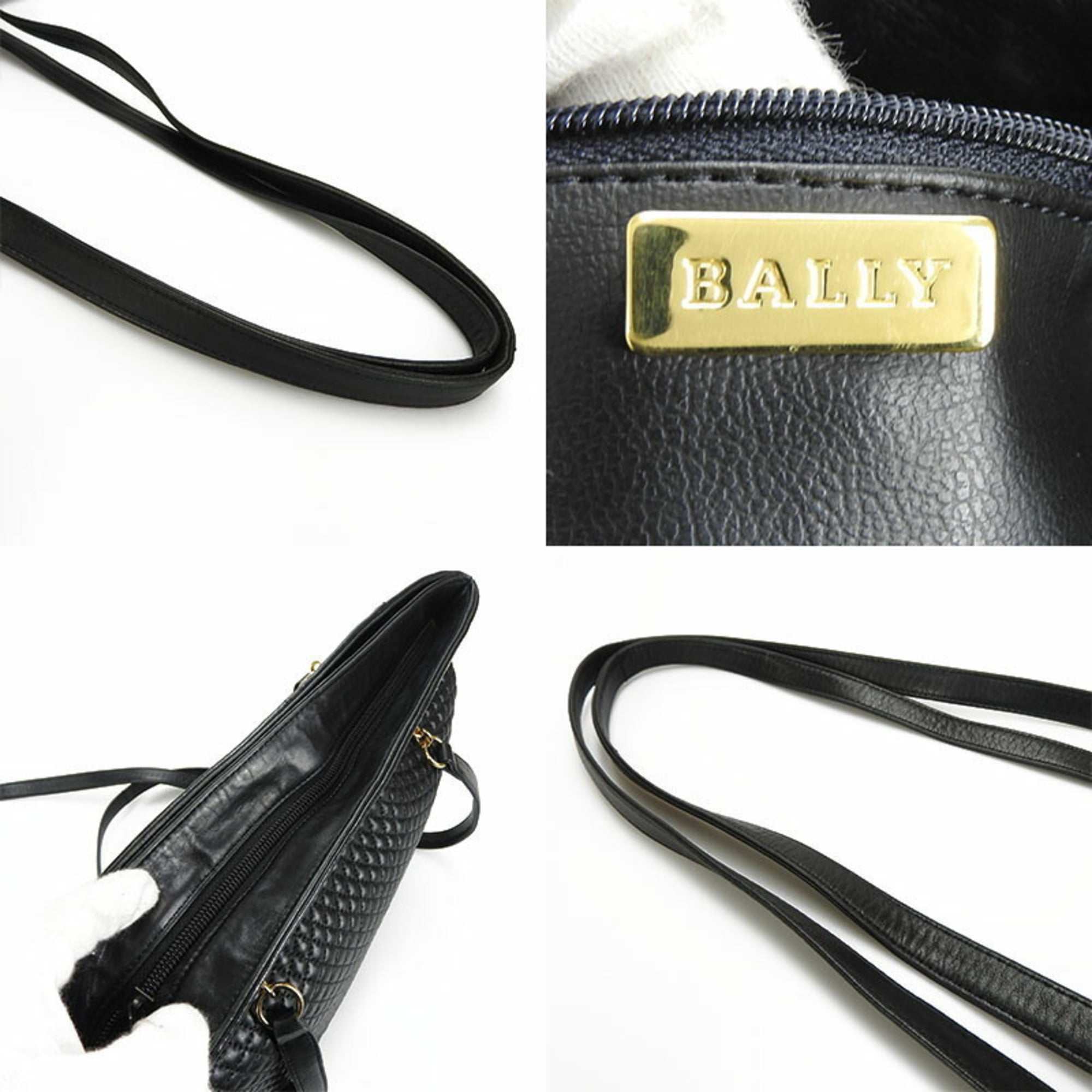 Bally Black Leather Shoulder Bag Tote Bag (Pre-Owned)