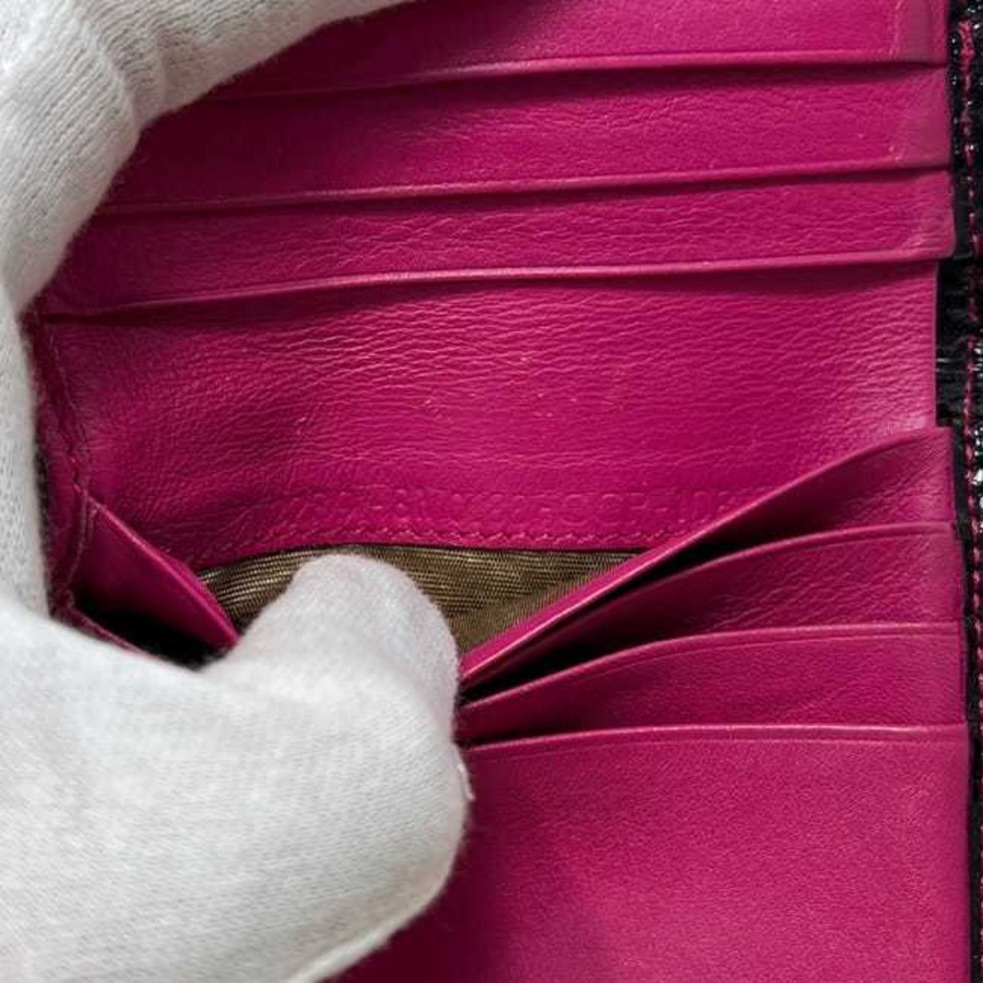 Fendi Black Pink Patent Leather Canvas Leather Wallet (Bi-Fold) (Pre-Owned)
