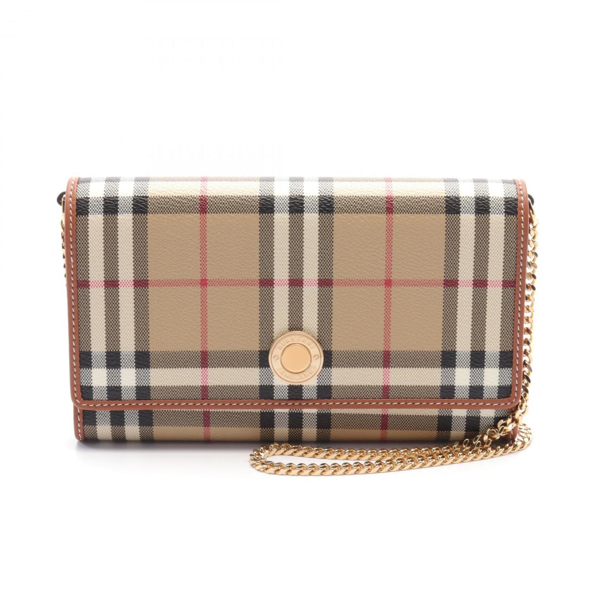 Burberry Beige Brown Multi-Color Coated Canvas Leather Shoulder Bag