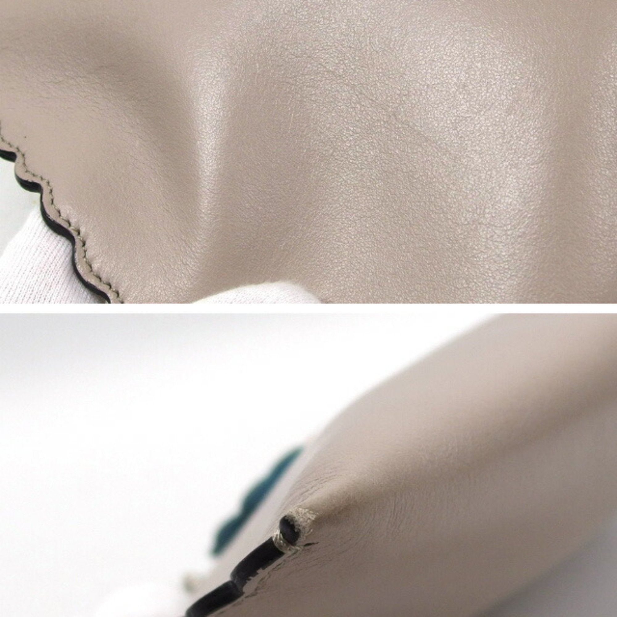 Fendi Beige Light Blue Orange Leather Clutch Bag Pouch (Pre-Owned)