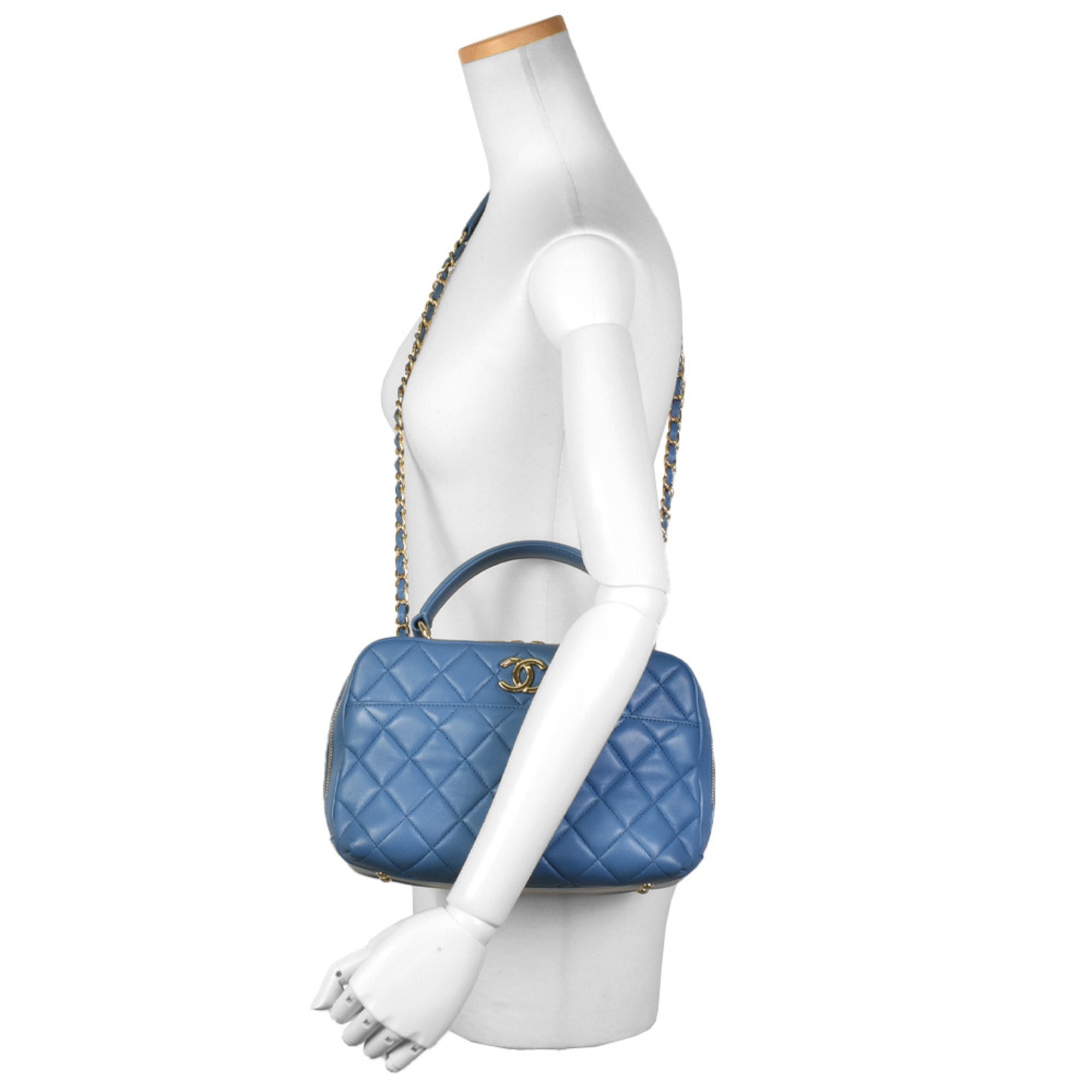 Chanel Blue Suede Handbag Shoulder Bag (Pre-Owned)