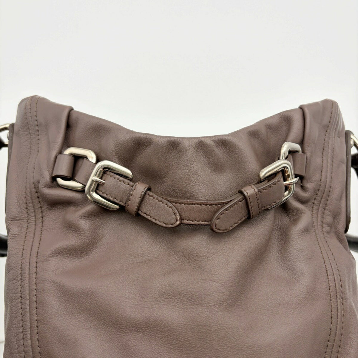 Prada Dark Gray Grayish Leather Tote Bag (Pre-Owned)