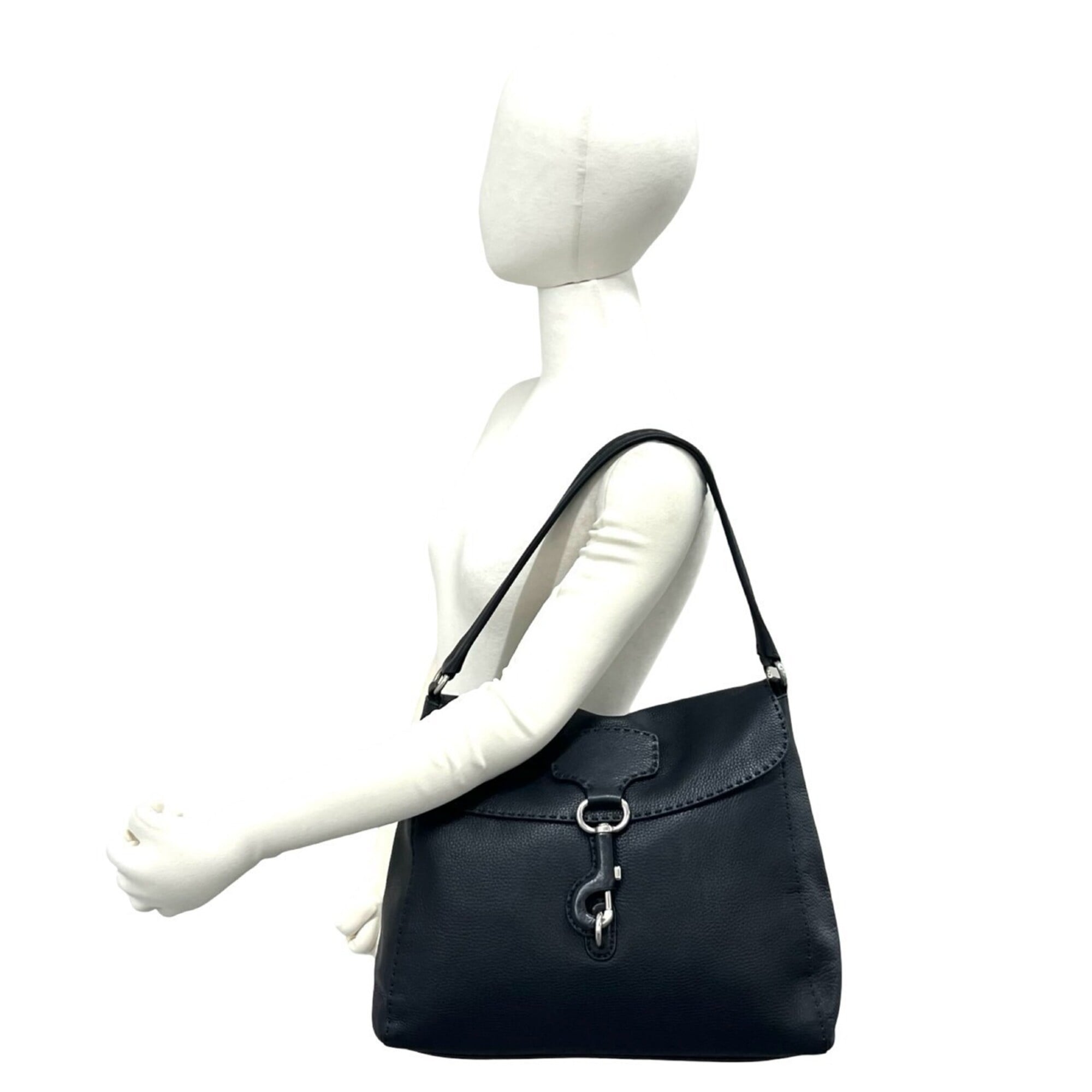 Prada Black Leather Handbag Shoulder Bag Tote Bag (Pre-Owned)