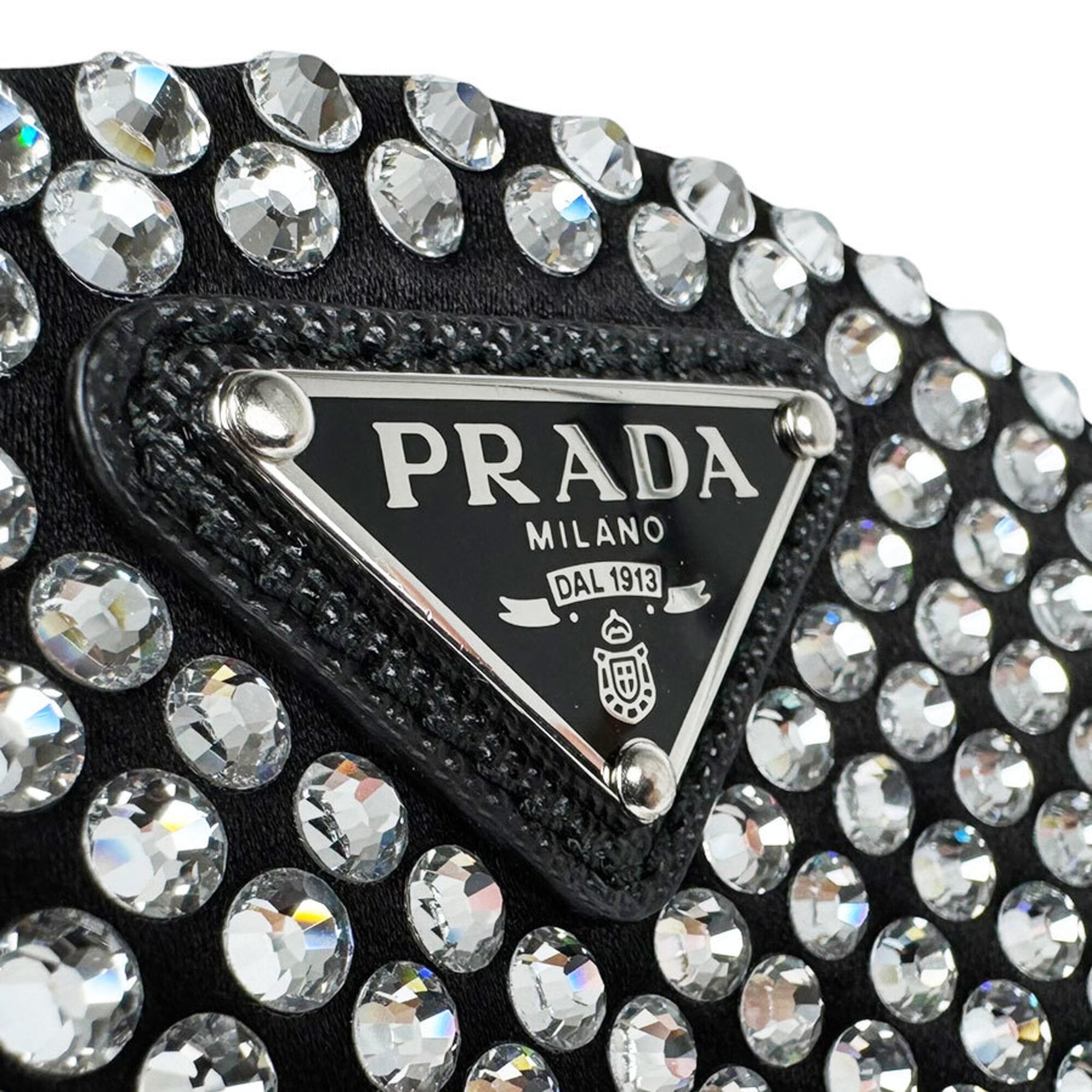 Prada Black Satin Rhinestone Shoulder Bag (Pre-Owned)