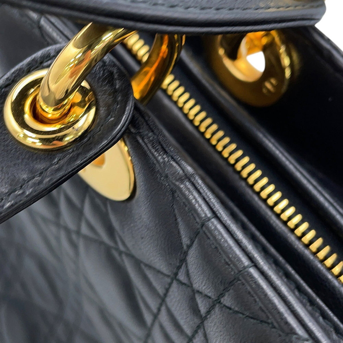 Christian Dior Lady Dior Black Leather Handbag (Pre-Owned)