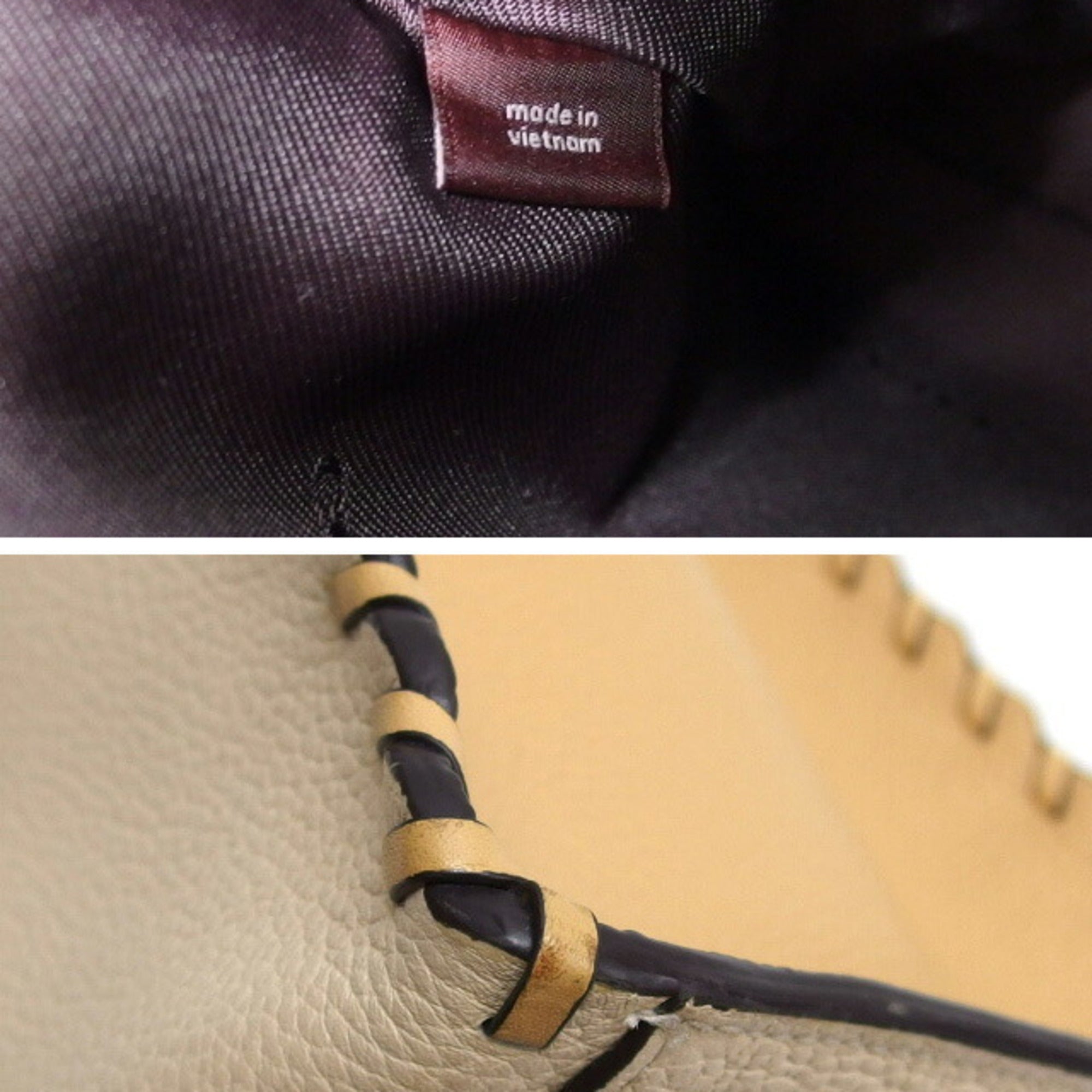 Coach Beige Leather Handbag Shoulder Bag Tote Bag (Pre-Owned)