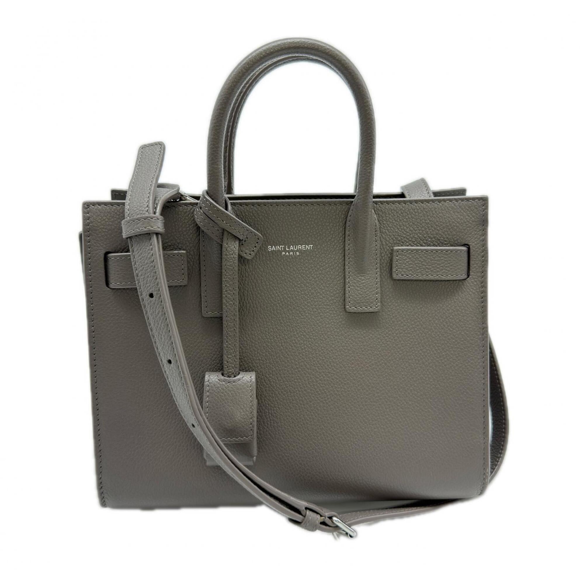 Yves Saint Laurent Sac De Jour Gray Leather Handbag (Pre-Owned)
