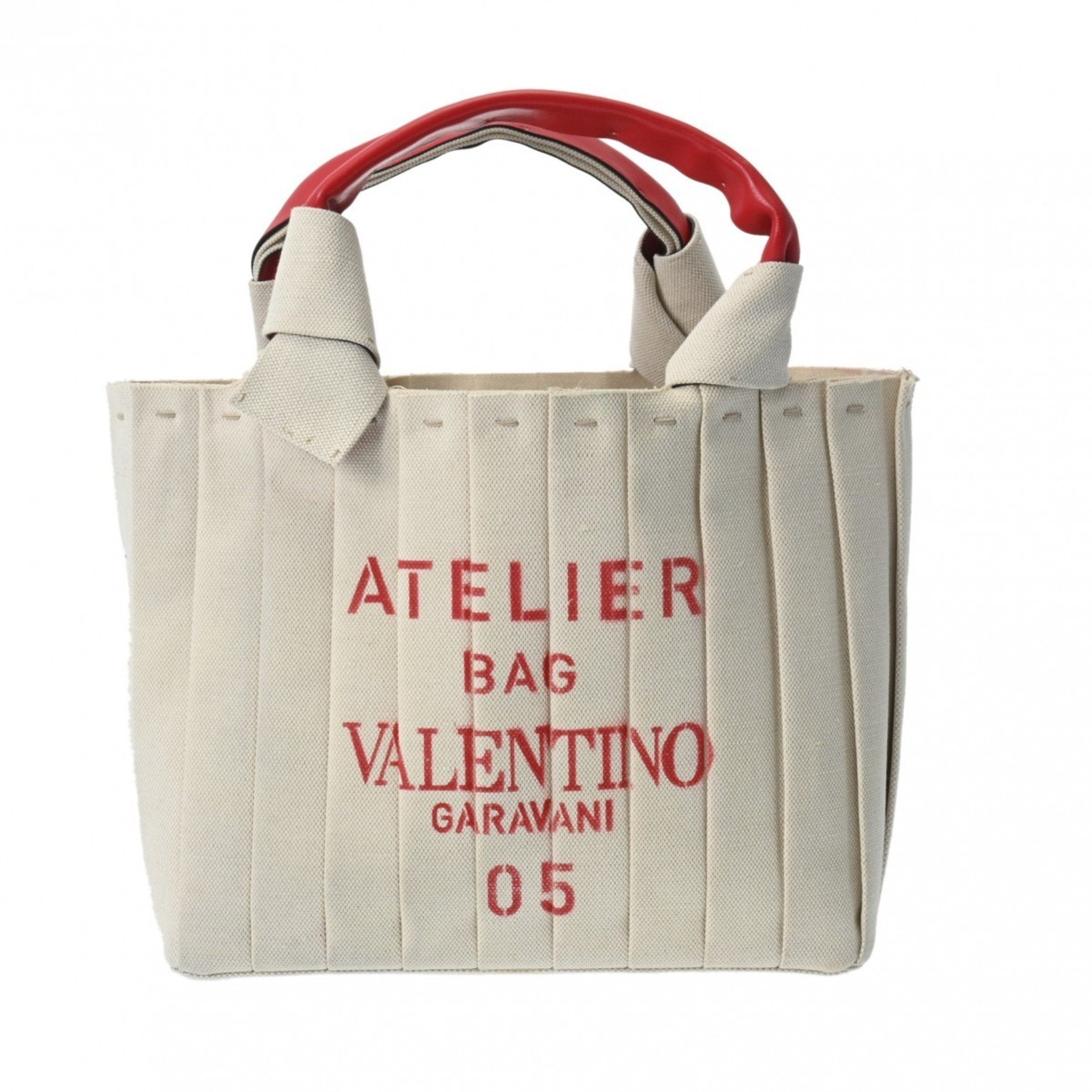 Valentino Red Color Leather Canvas Shoulder Bag (Pre-Owned)