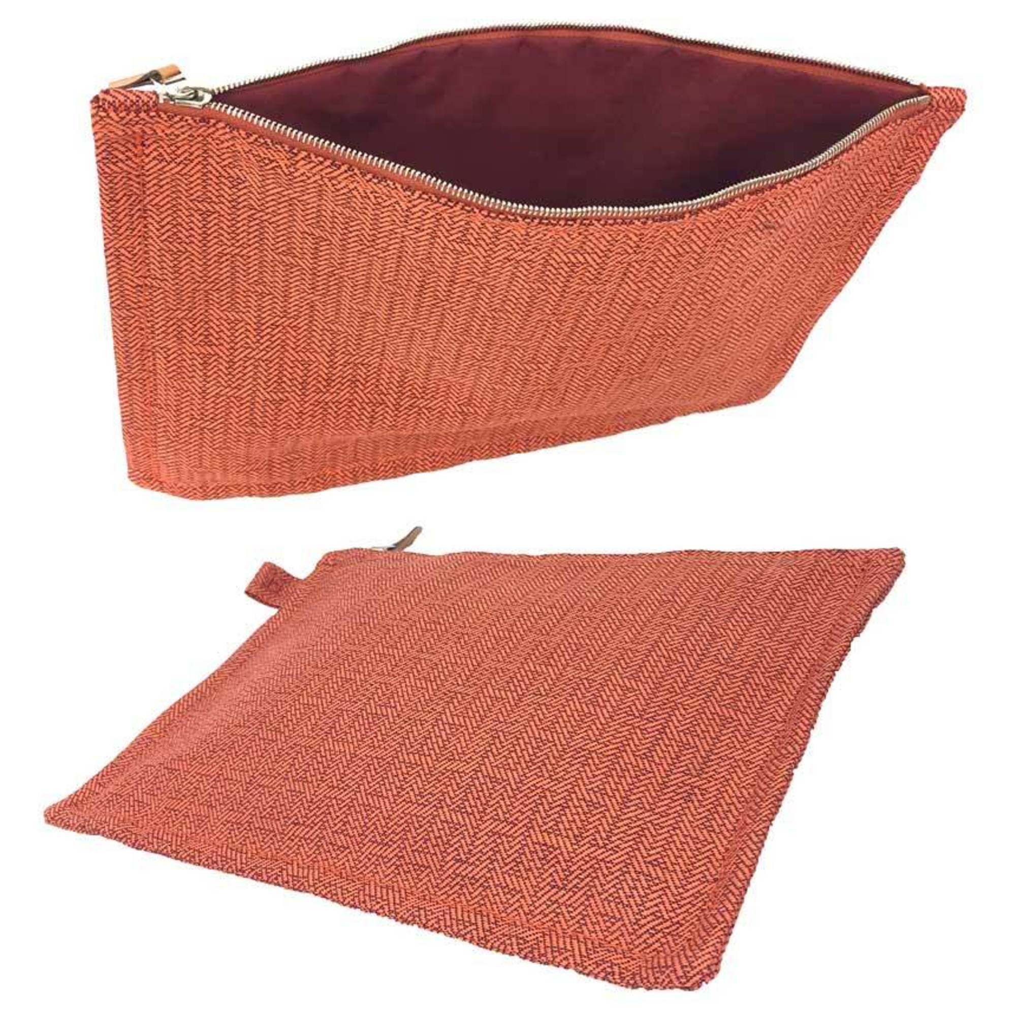 Hermes Orange Cotton Clutch Bag Pouch (Pre-Owned)