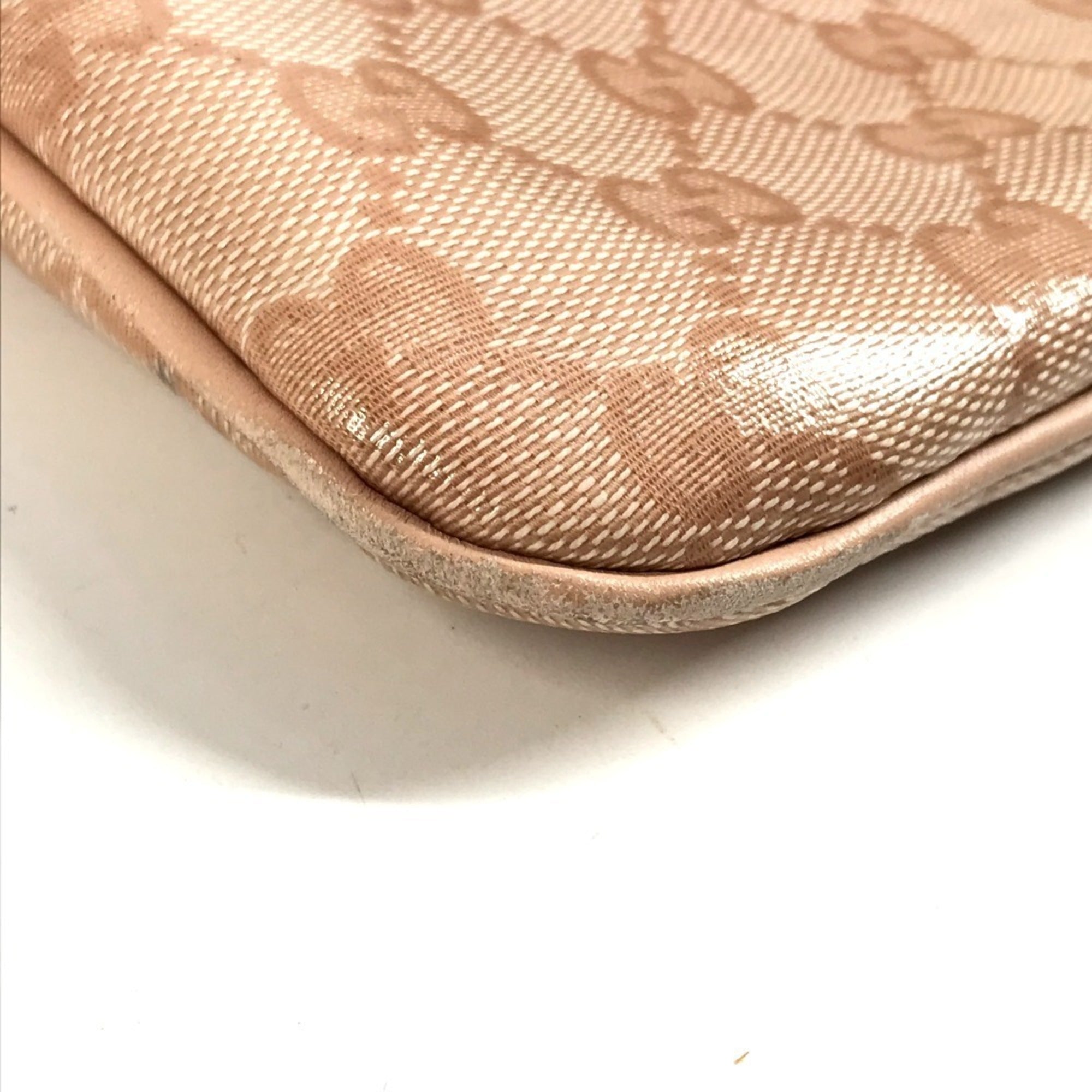 Gucci Pink Leather Coated Canvas Pochette Shoulder Bag (Pre-Owned)
