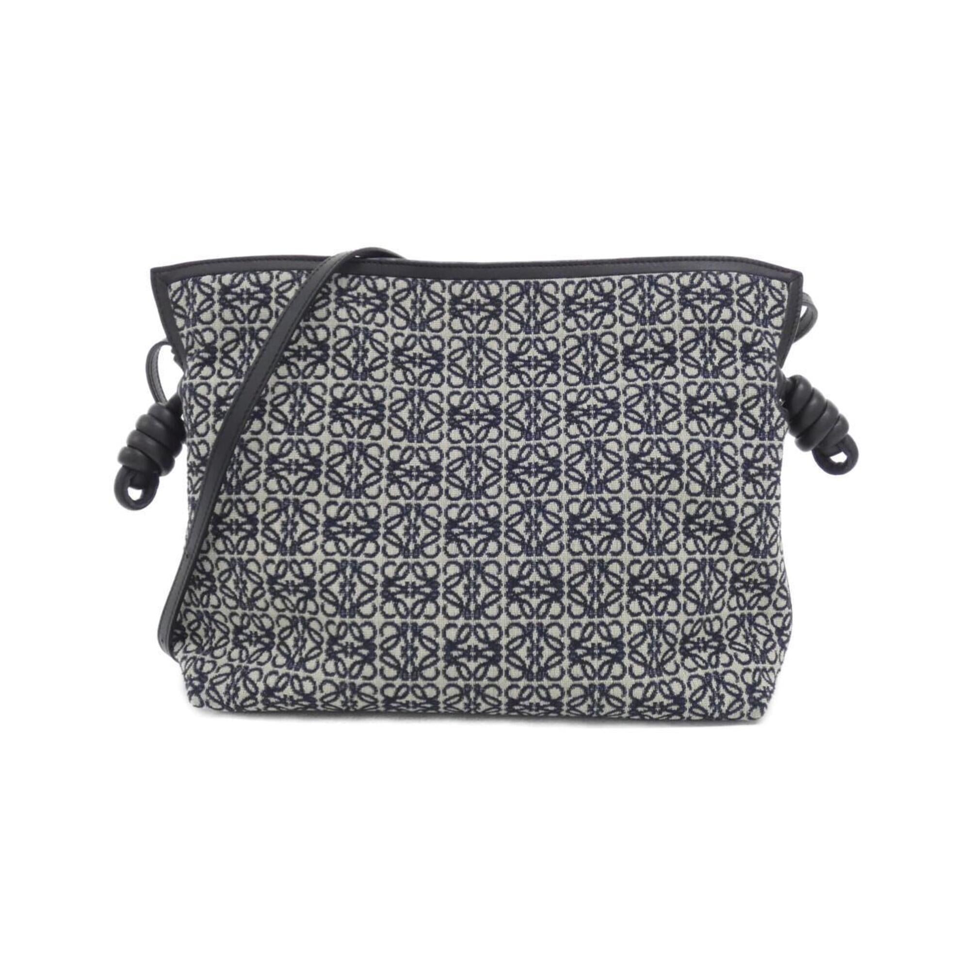 Loewe Black Navy Canvas Leather Handbag (Pre-Owned)