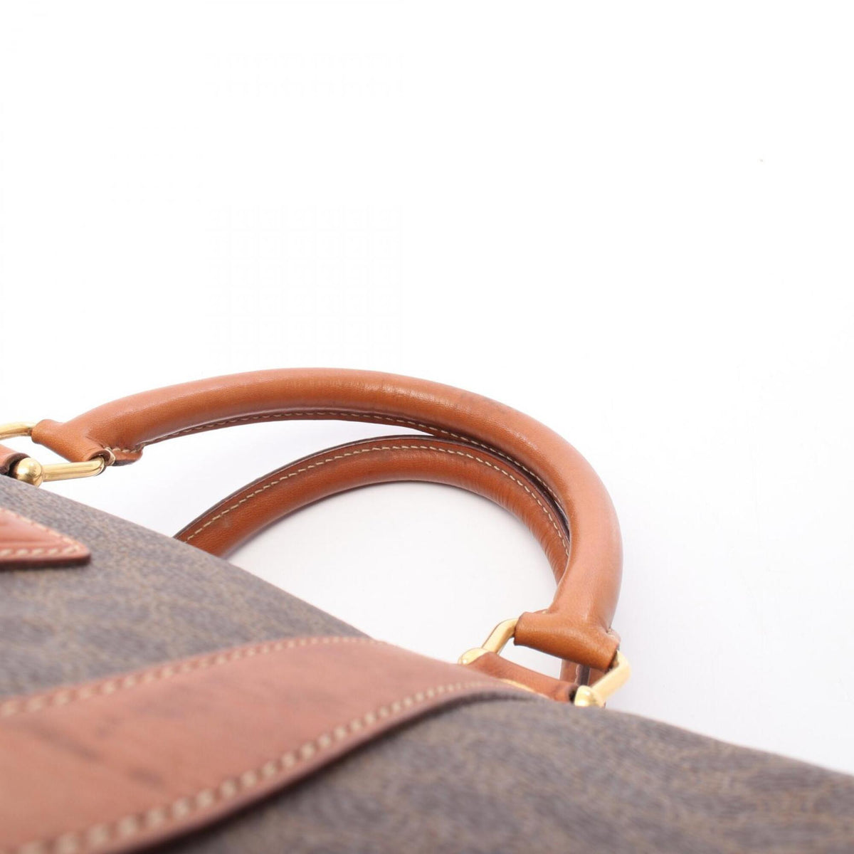 Celine Brown Coated Canvas Pvc Leather Boston Bag Handbag (Pre-Owned)
