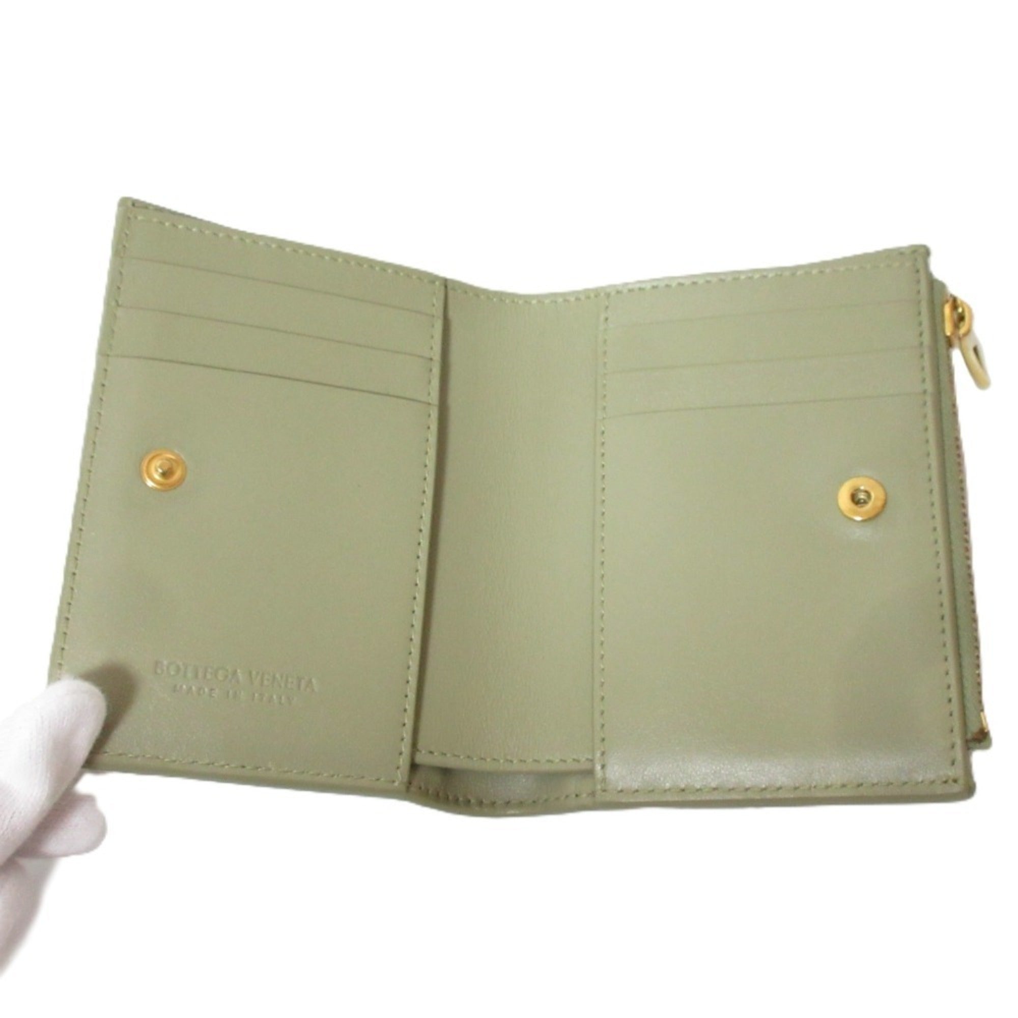 Bottega Veneta Khaki Leather Wallet (Bi-Fold) (Pre-Owned)