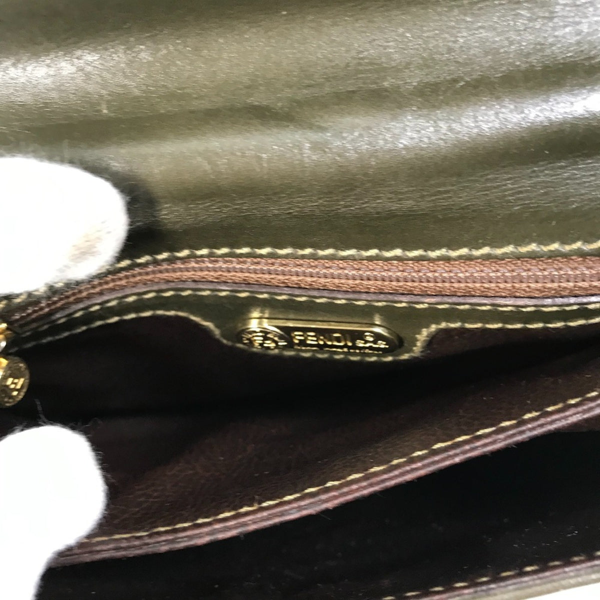 Fendi Khaki Leather Handbag Shoulder Bag (Pre-Owned)