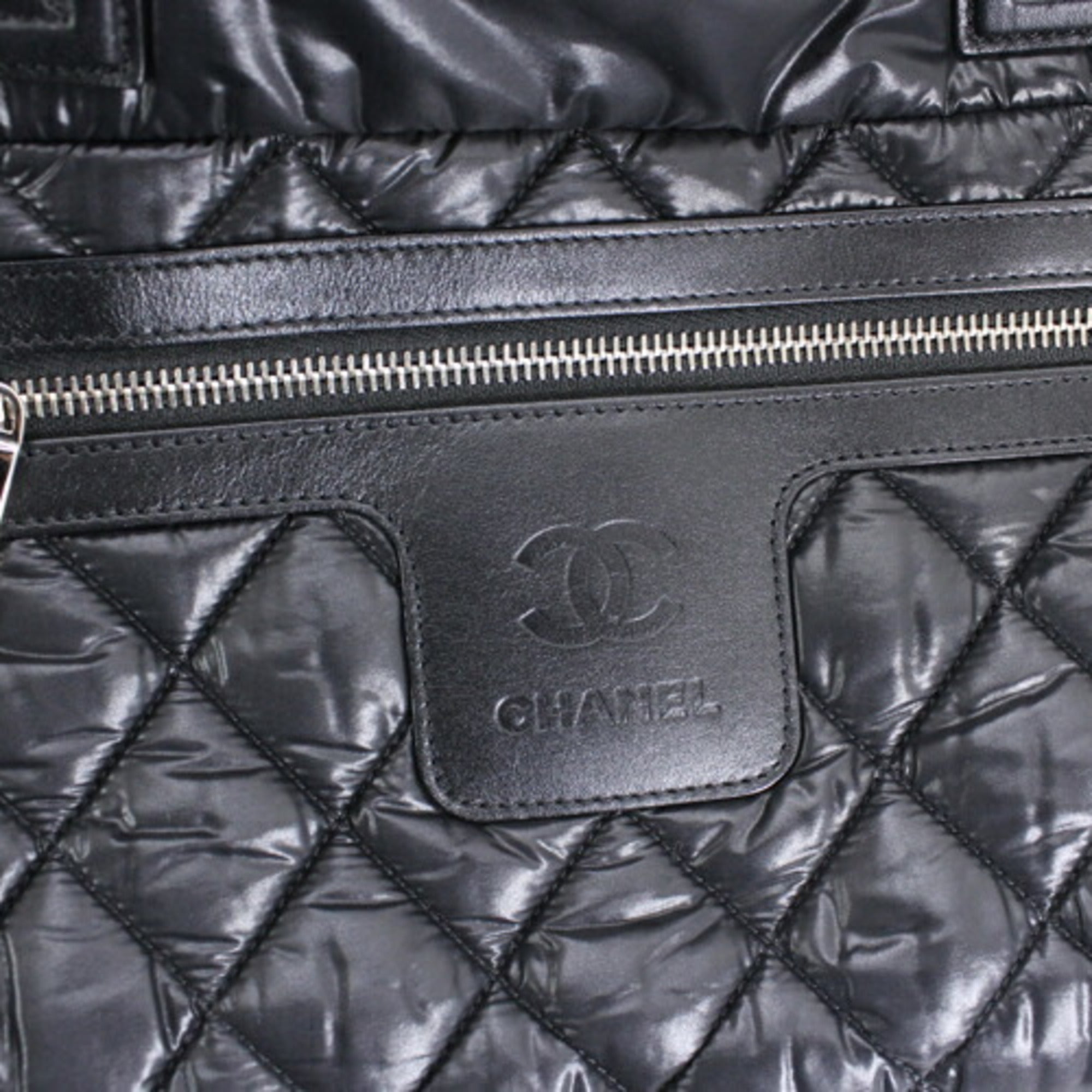 Chanel Black Bordeaux Nylon Handbag Tote Bag (Pre-Owned)