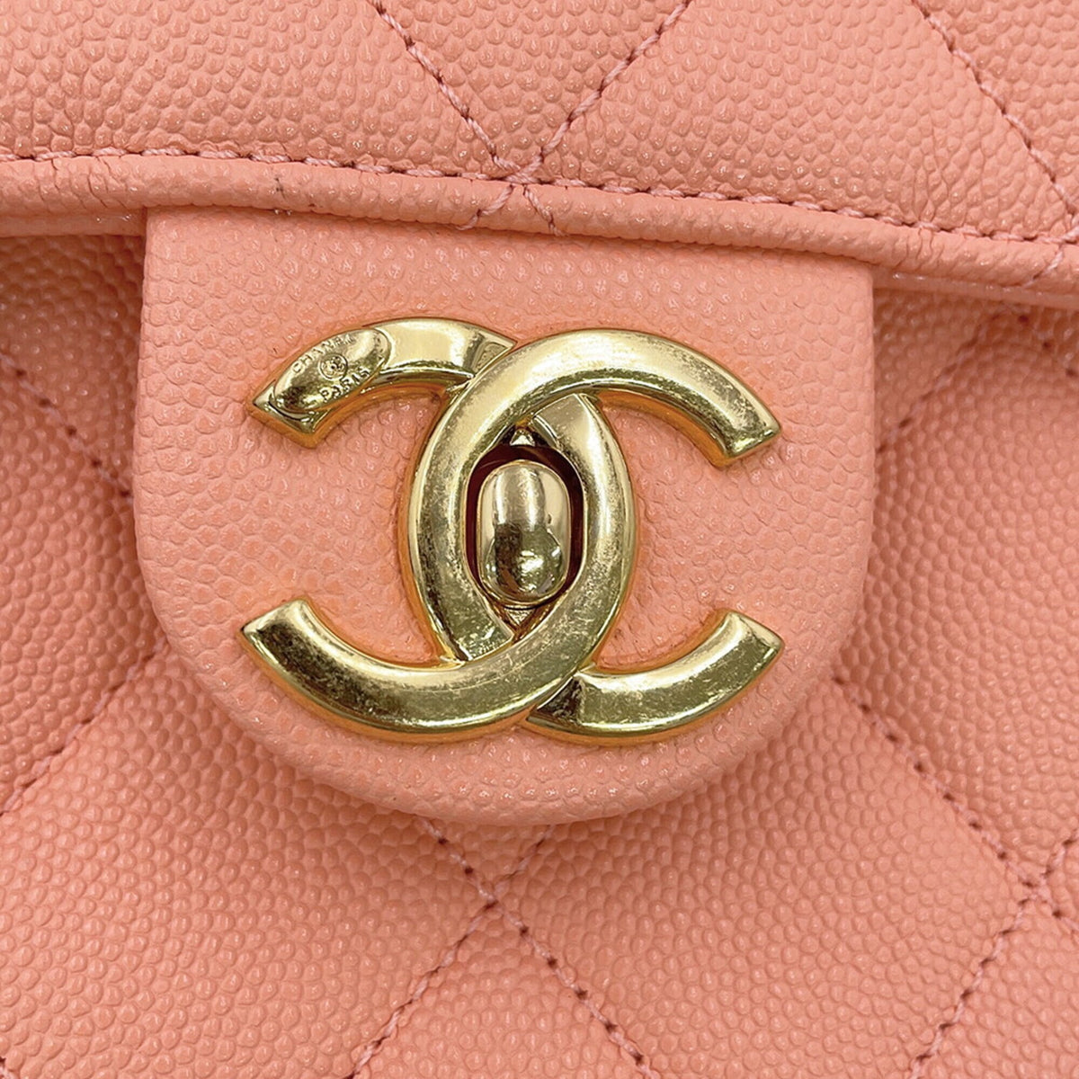 Chanel Matelasse Salmon Pink Grained Calfskin Handbag Shoulder Bag (Pre-Owned)