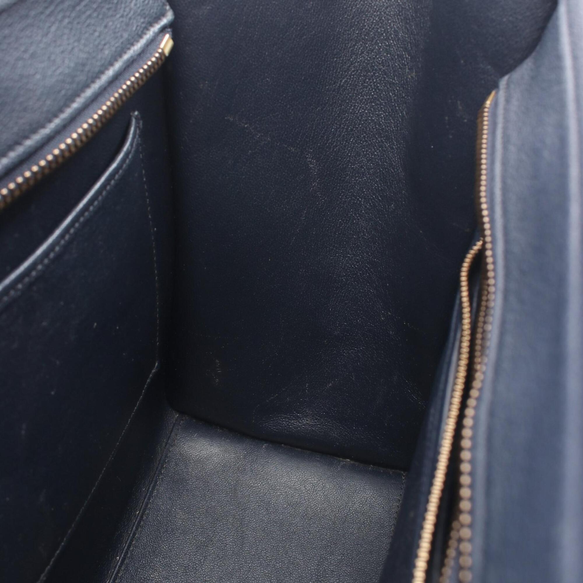 Celine Beige Navy Yellow Suede Leather Handbag Tote Bag (Pre-Owned)