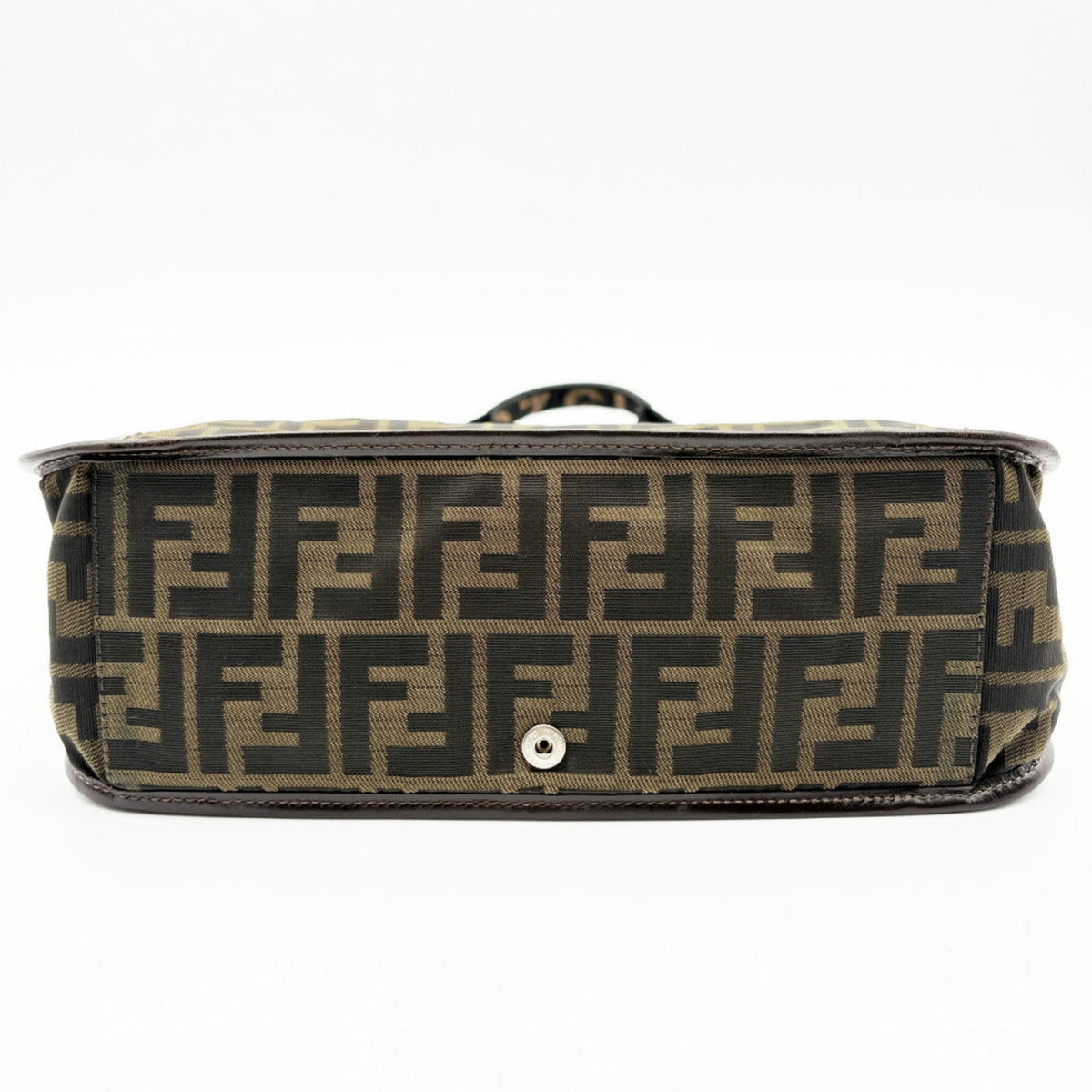 Fendi Zucchino Black Brown Dark Brown Zucchino Canvas Leather Tote Bag (Pre-Owned)