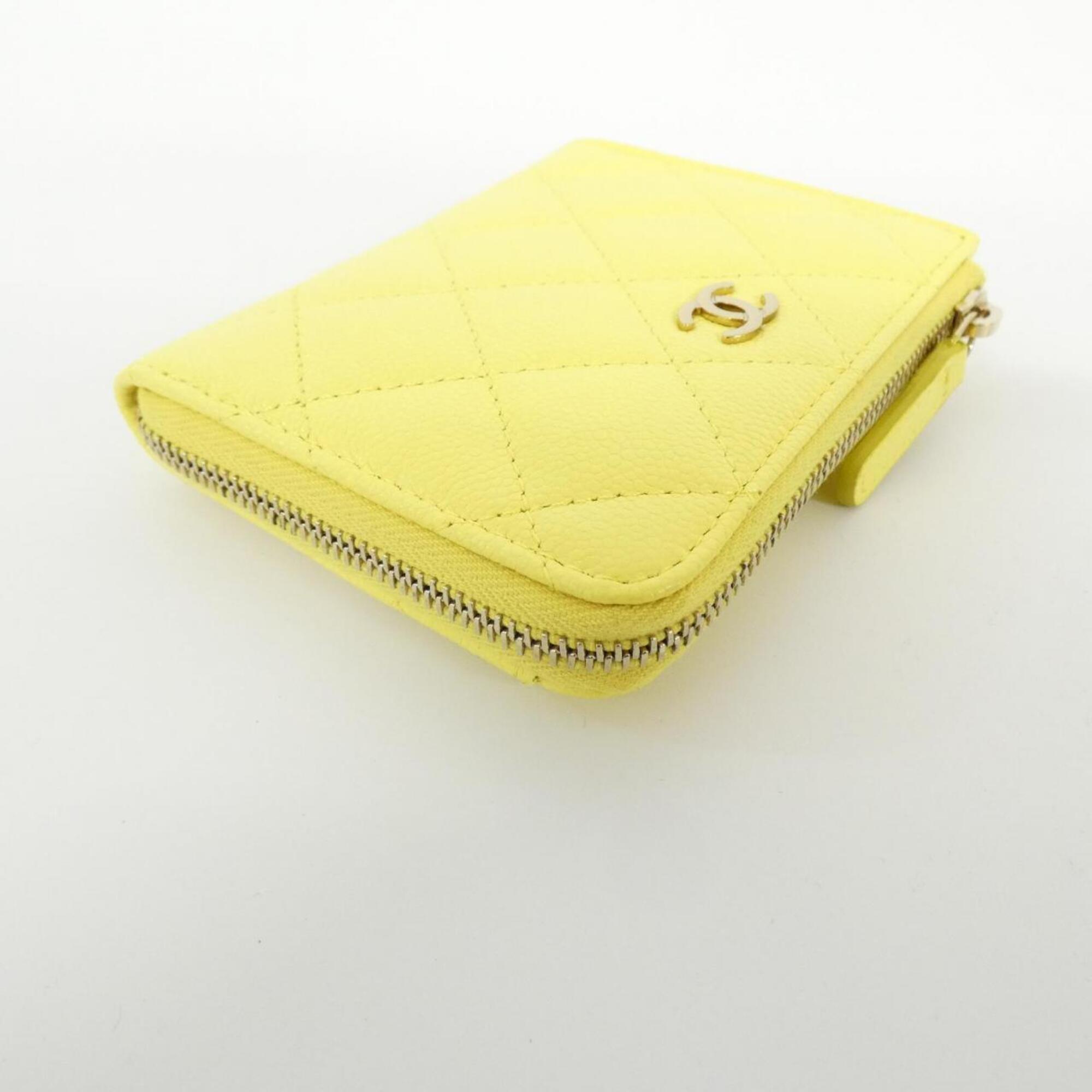Chanel Yellow Grained Calfskin Wallet (Bi-Fold) (Pre-Owned)