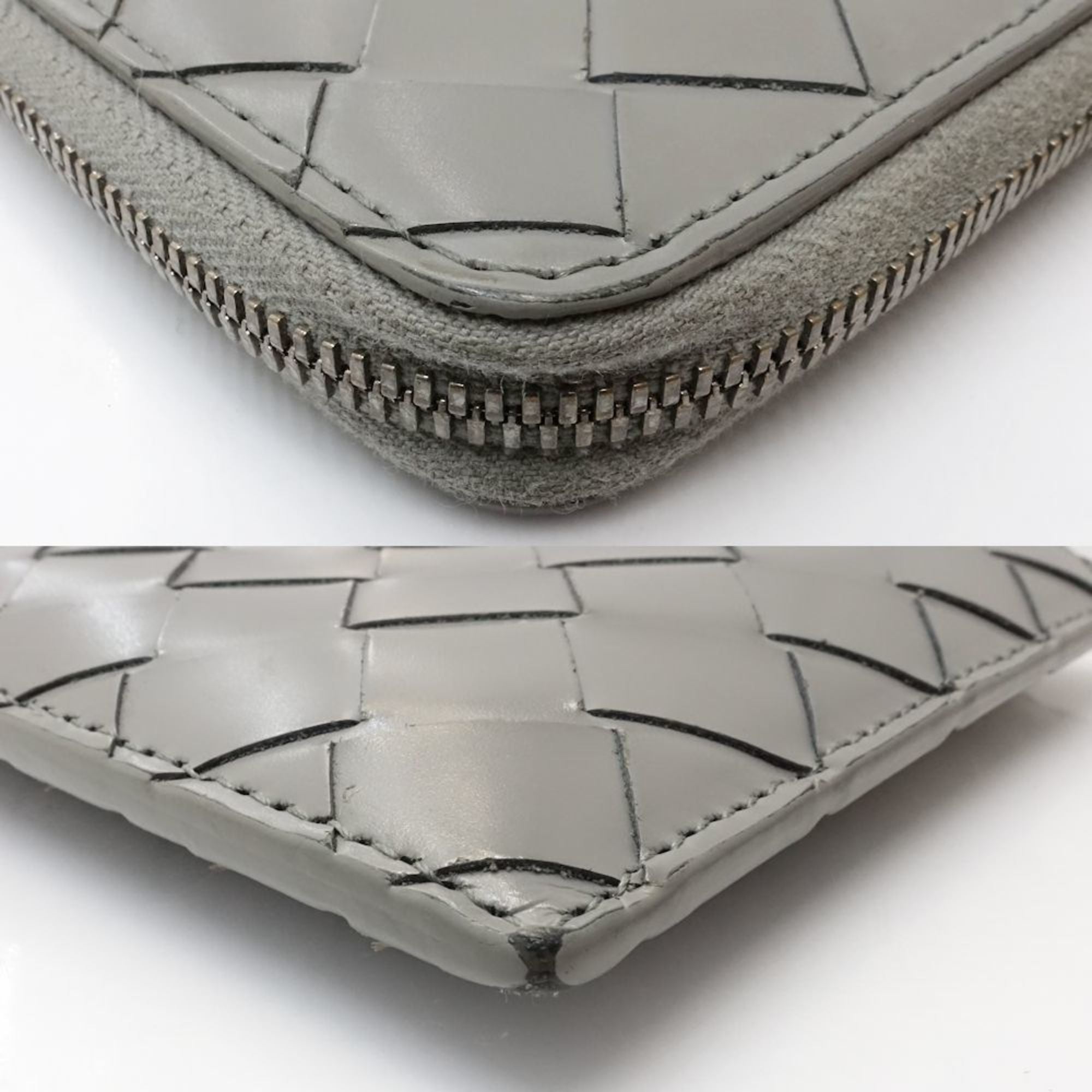 Bottega Veneta Gray Intrecciato Coin Purse/Coin Case (Pre-Owned)