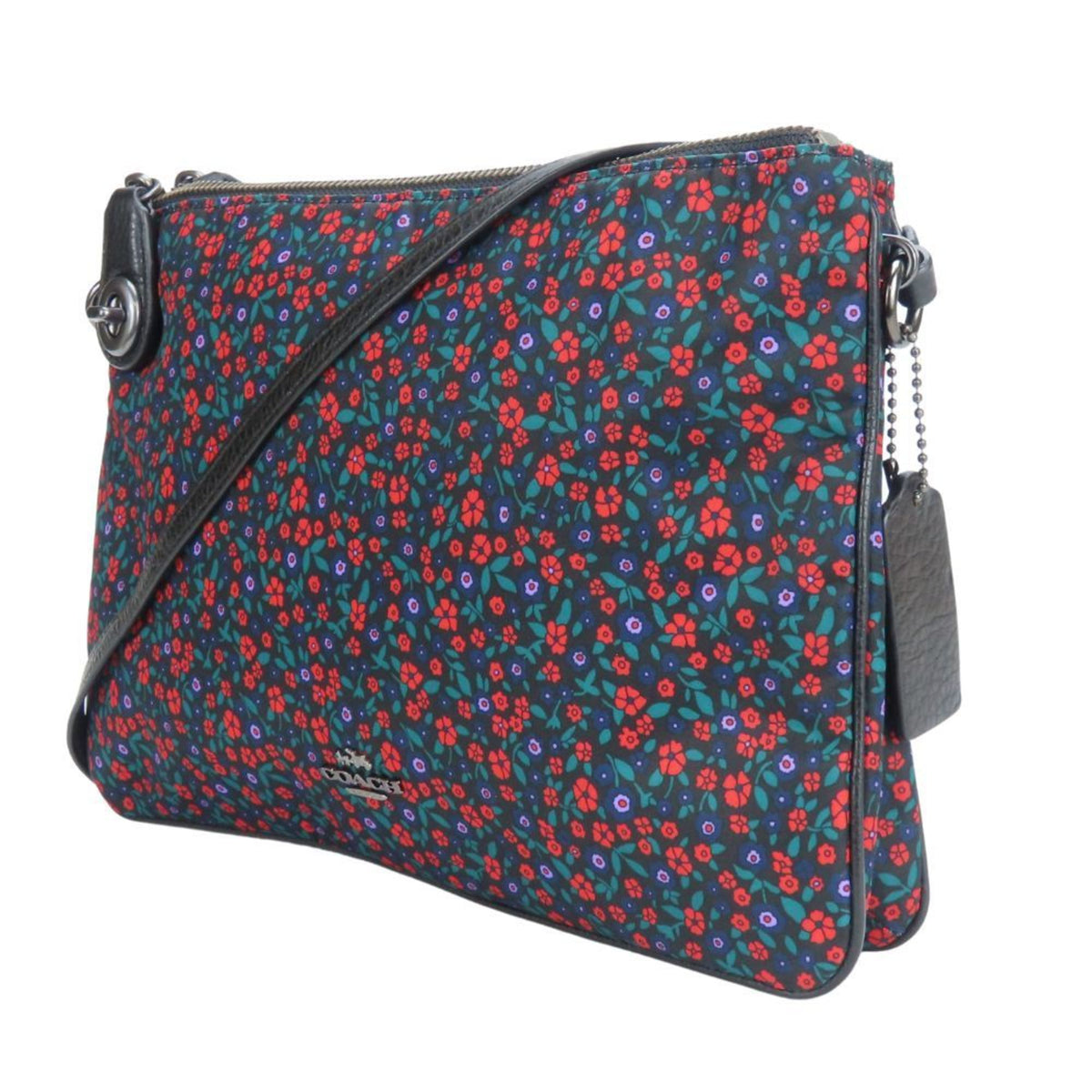 Coach Black Multi-Color Nylon Leather Shoulder Bag (Pre-Owned)