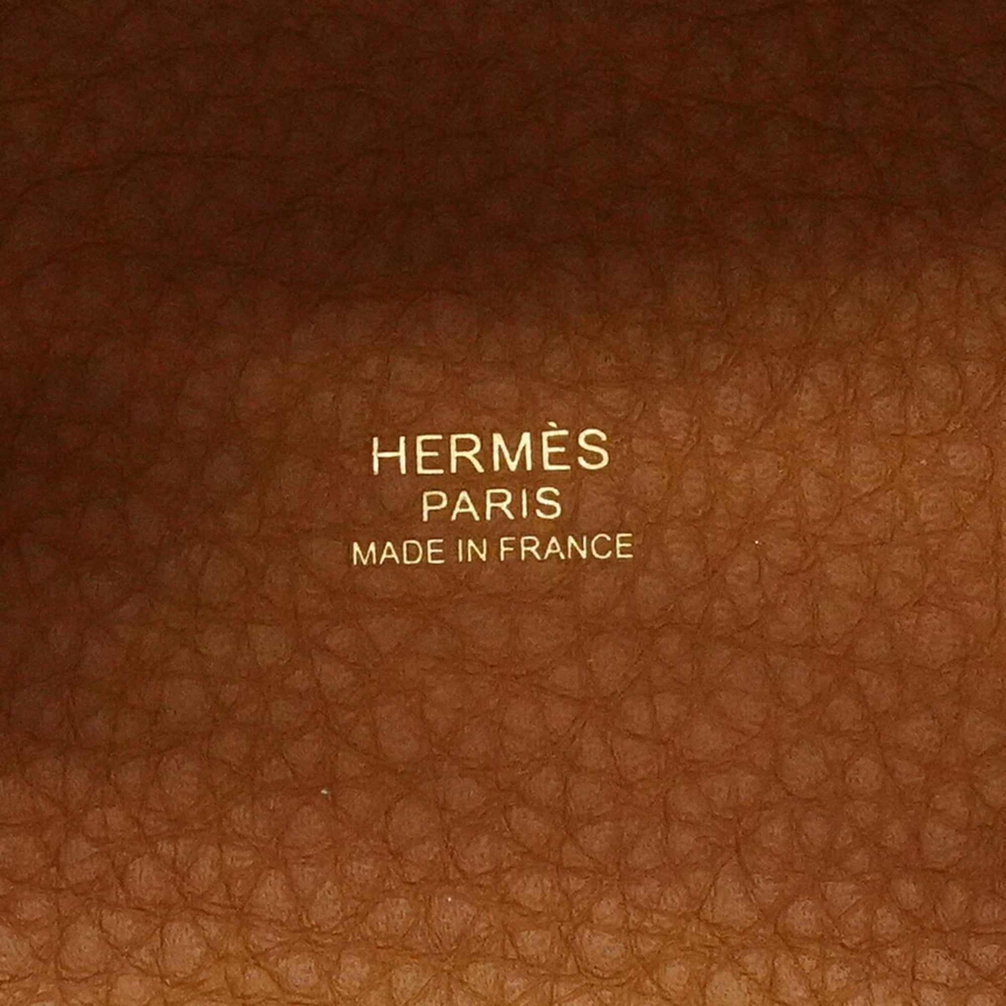 Hermes Gold Taurillon Clemence Leather Handbag (Pre-Owned)