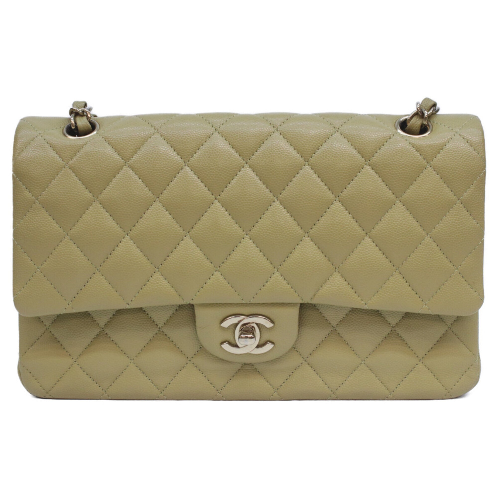 Chanel Green Grained Calfskin Shoulder Bag (Pre-Owned)