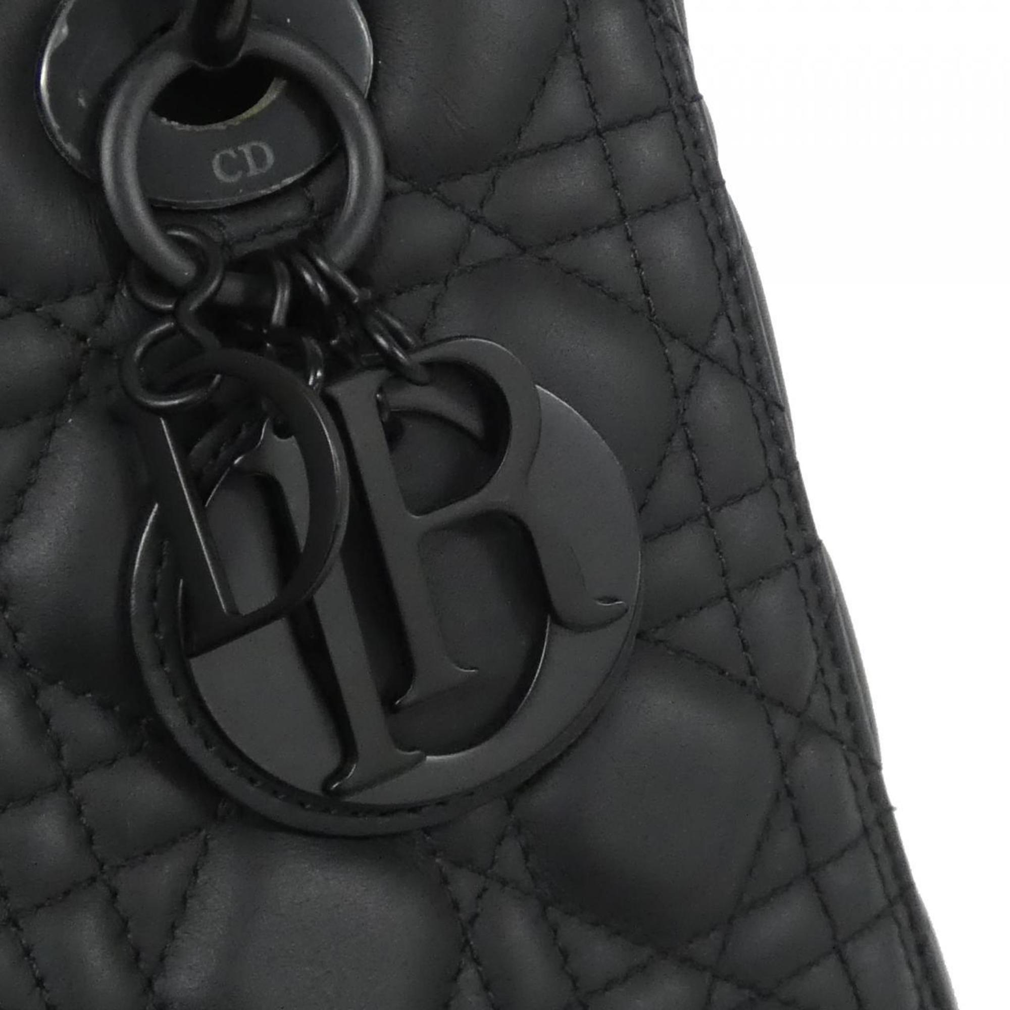 Christian Dior Lady Dior Black Leather Handbag (Pre-Owned)