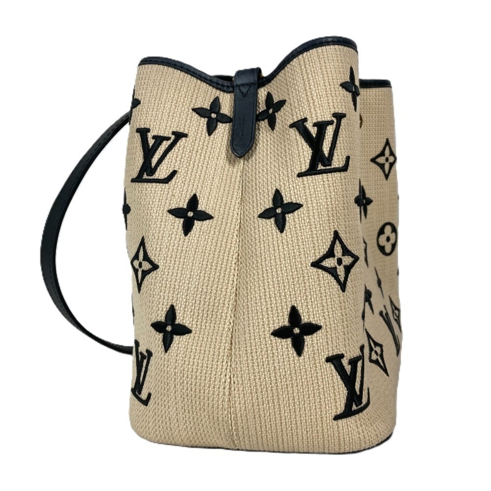 Louis Vuitton Beige Black Cotton Leather Shoulder Bag (Pre-Owned)