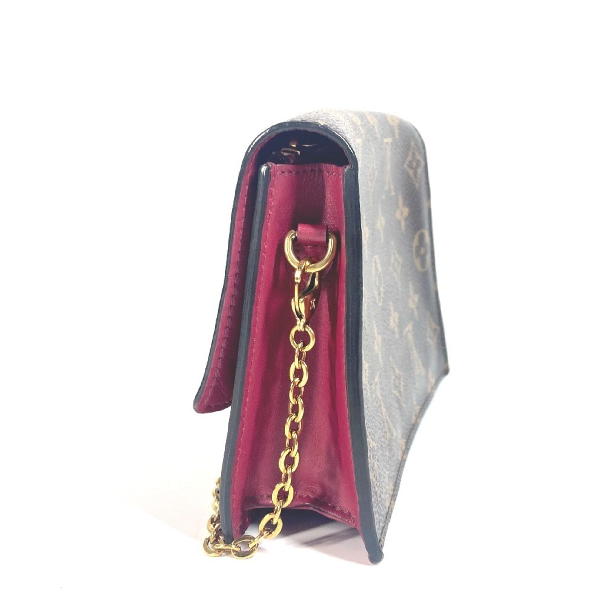 Louis Vuitton Brown Fuchsia Pink Monogram Clutch Bag Shoulder Bag (Pre-Owned)